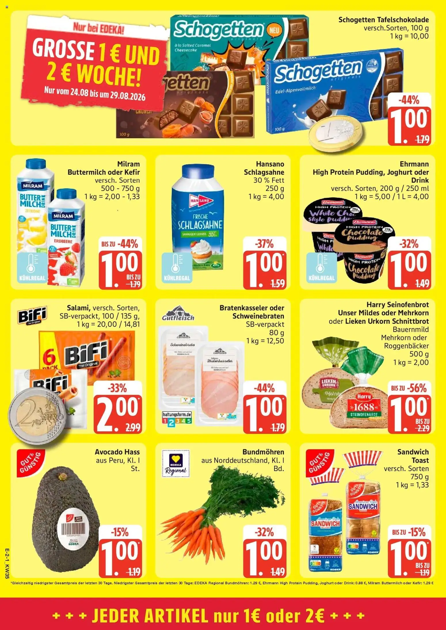 Edeka Prospekt Reinbek (ab 24.08.2026) » Angebote Online | Seite: 2 | Produkte: Joghurt, Toast, Milram, Zitrone
