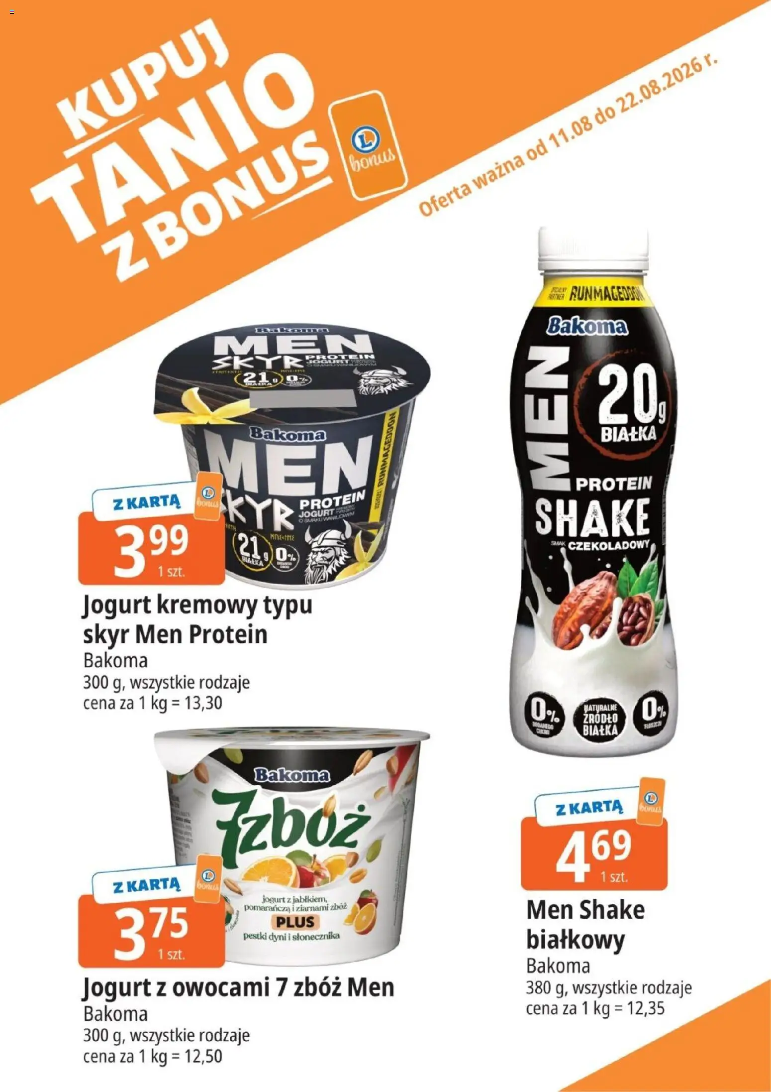 E.Leclerc gazetka - Kupuj Tanio Z Bonus od 11.08.2026 | Strona: 13 | Produkty: Karta, Jogurt, Jogurt kremowy, Skyr