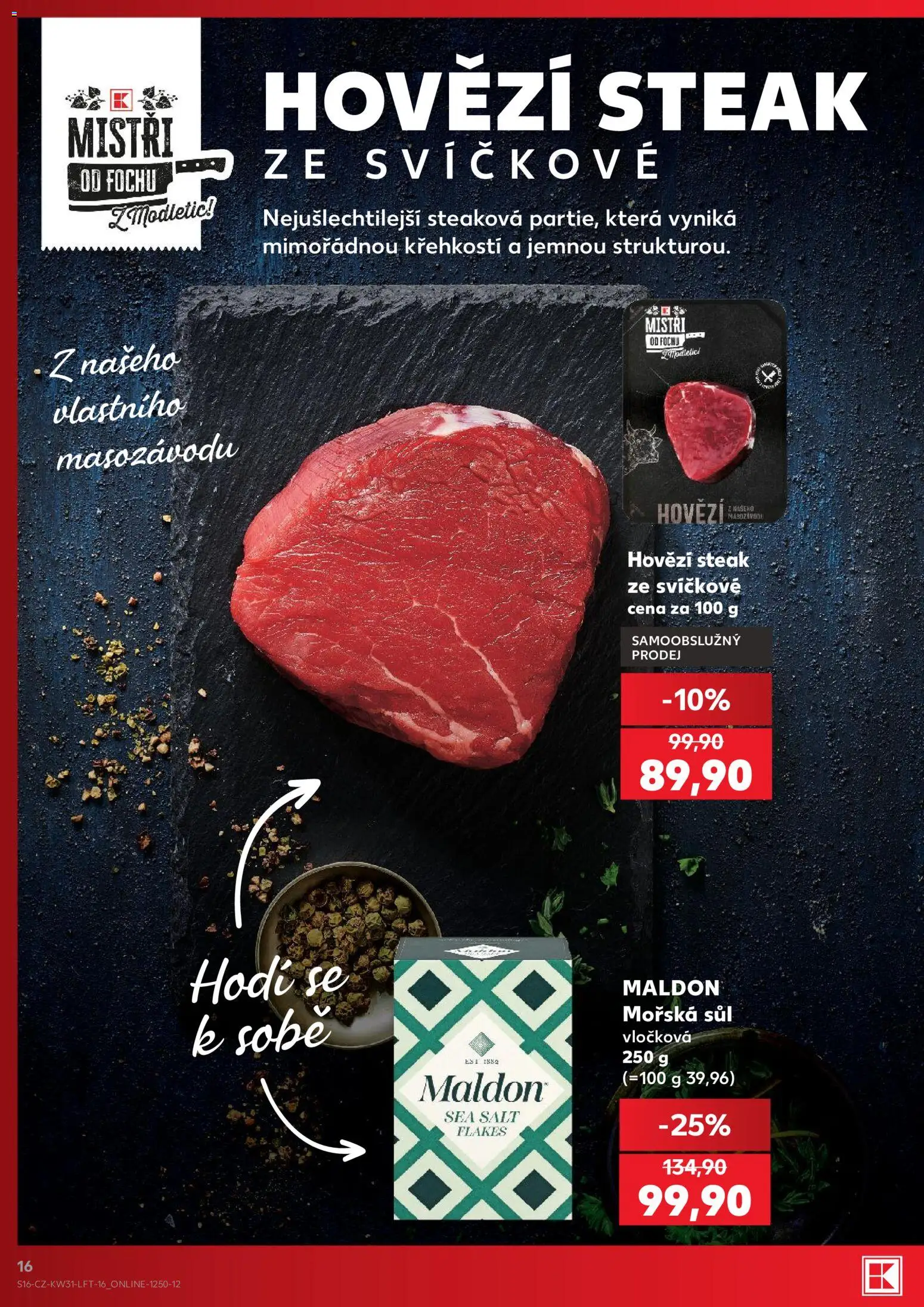 Kaufland leták - Praha 8 od 29.07.2026 | Strana: 16 | Produkty: Hovězí, Hovězí steak, Steak