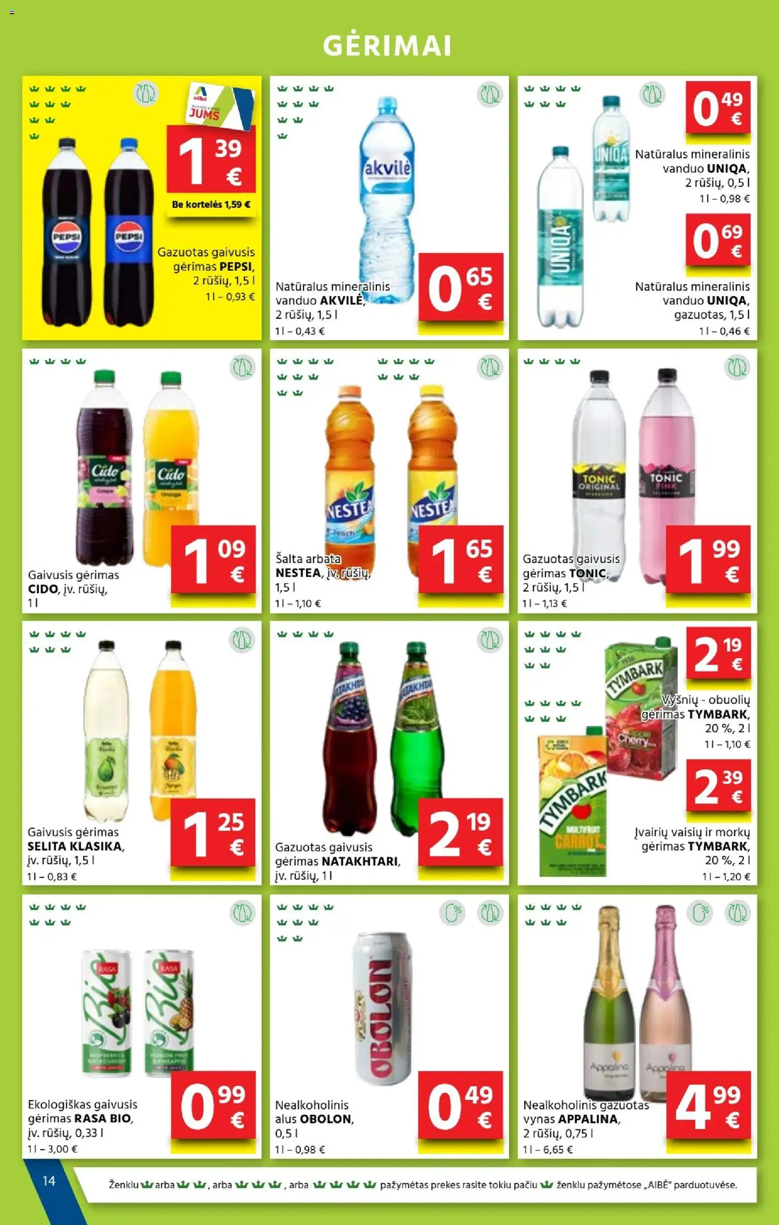 AIBE akcijos nuo 04.06.2026 | Puslapis: 14 | Prekių: Vynas, Alus, Arbata, Mineralinis vanduo