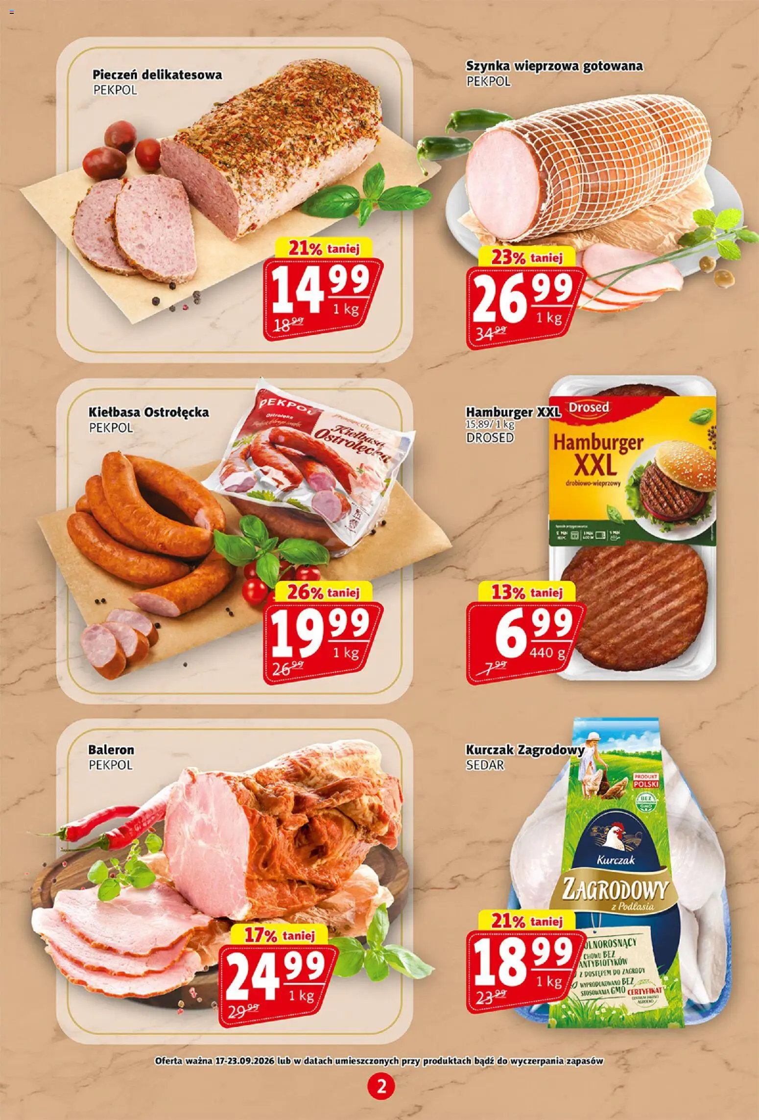 Prim Market gazetka od 17.09.2026 | Strona: 2 | Produkty: Kiełbasa, Kurczak, Hamburger, Kurczak zagrodowy