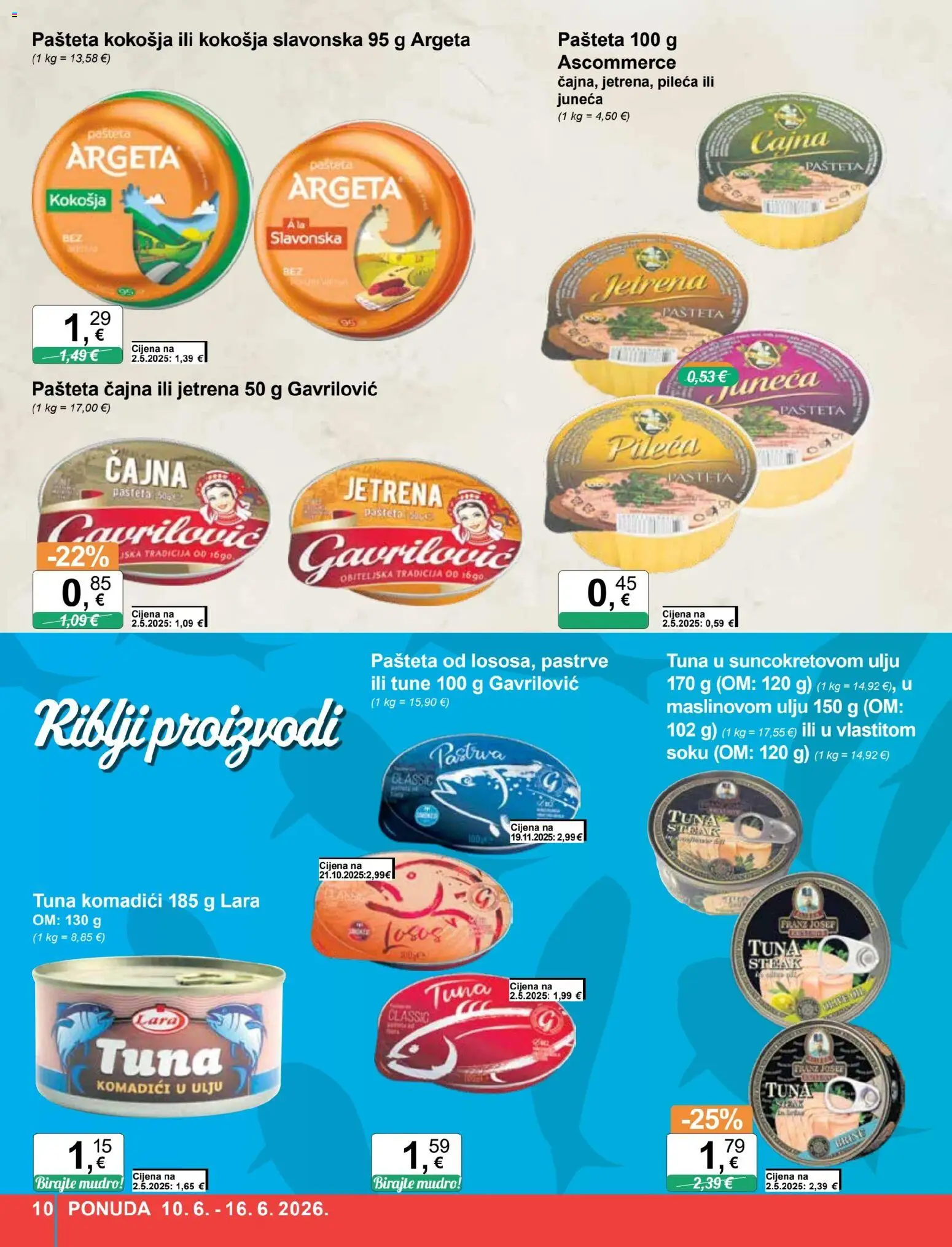 KTC katalog | vrijedi od 10.06.2026 | Stranica: 10 | Proizvodi: Pašteta, Losos, Tuna