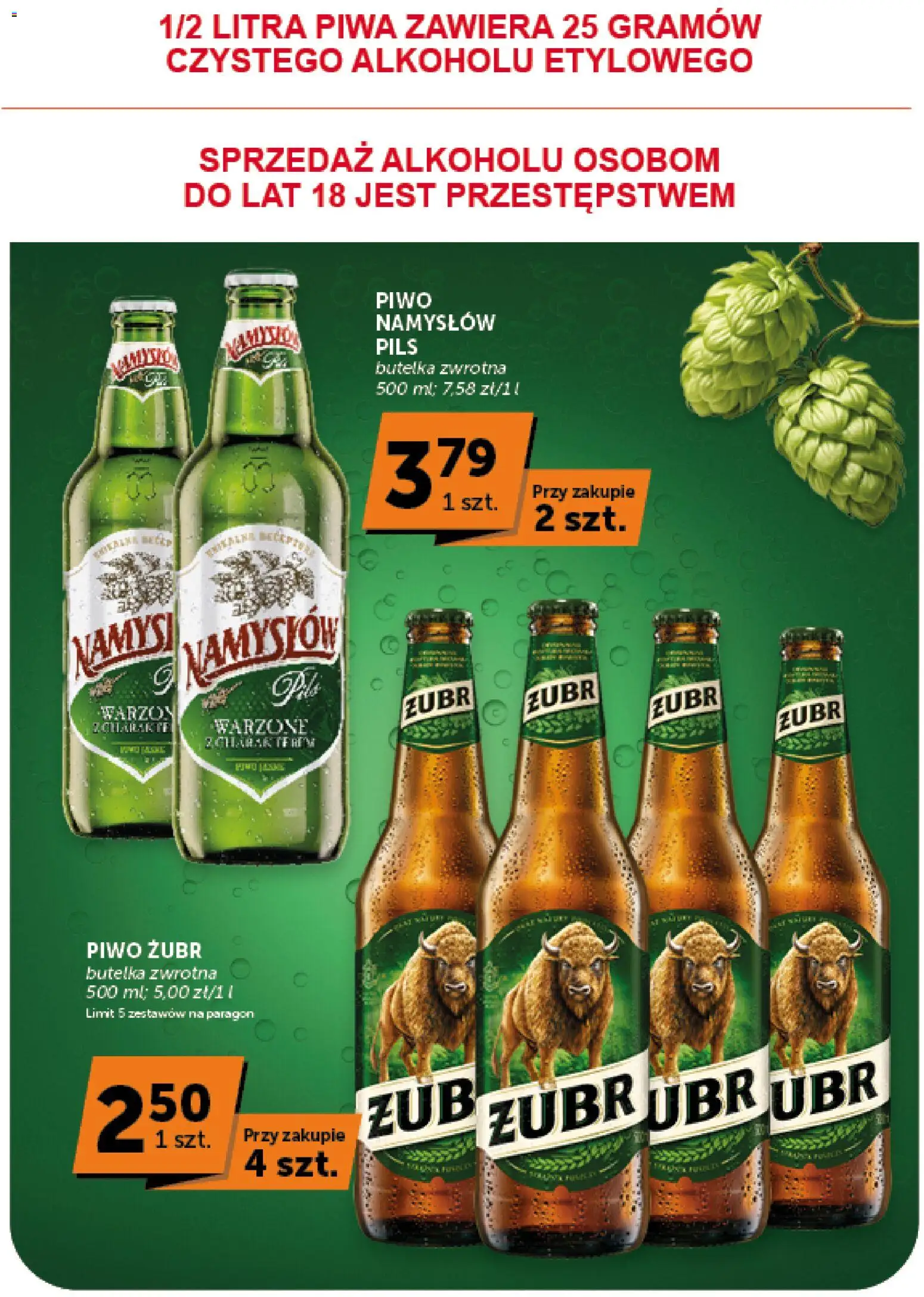 Groszek gazetka od 13.08.2026 | Strona: 18 | Produkty: Piwo żubr, Piwo, Piwo Namysłów