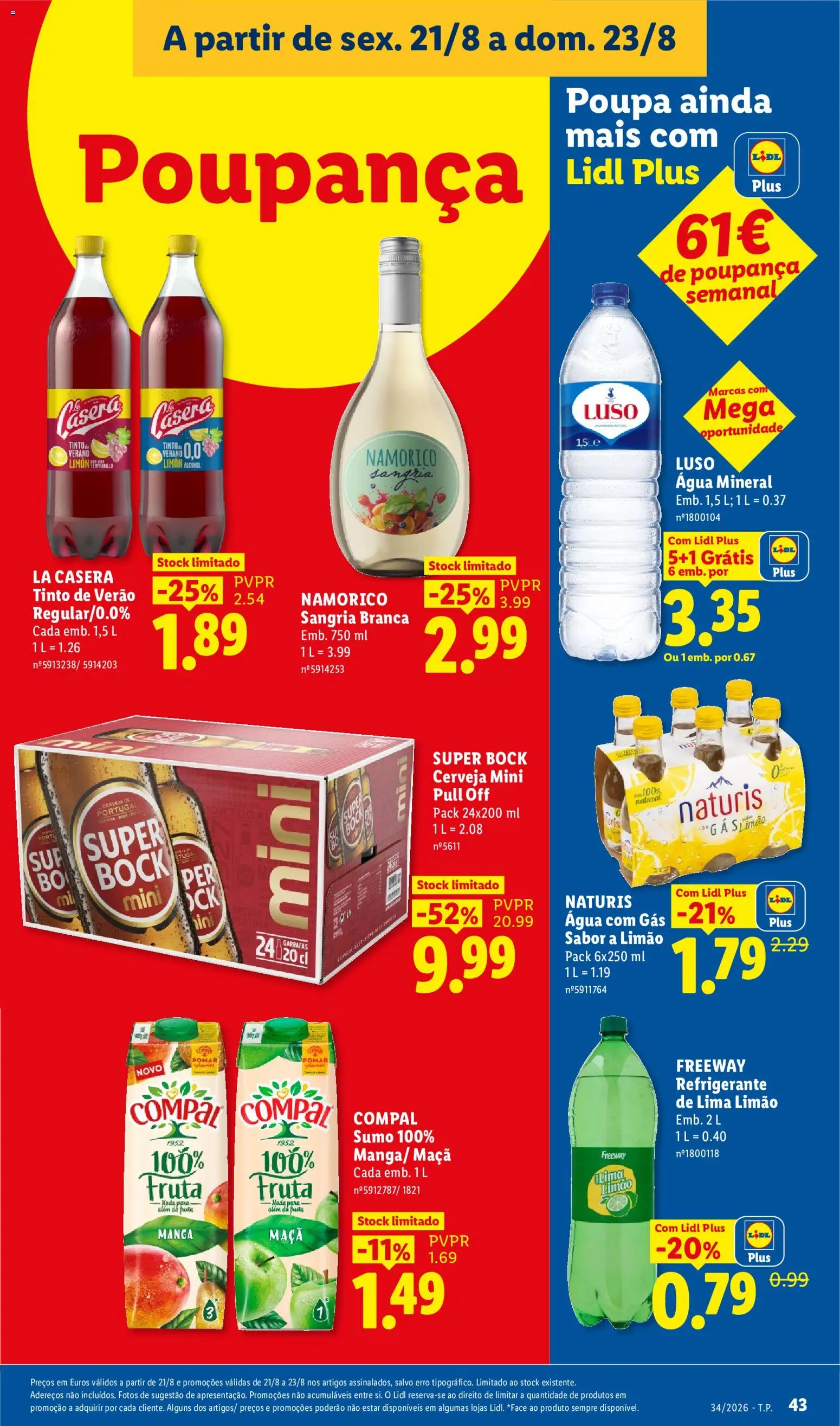 Lidl folheto │ válido de 17/08/2026 | Página: 43 | Produtos: Agua, Maça, Água com gás, Soda
