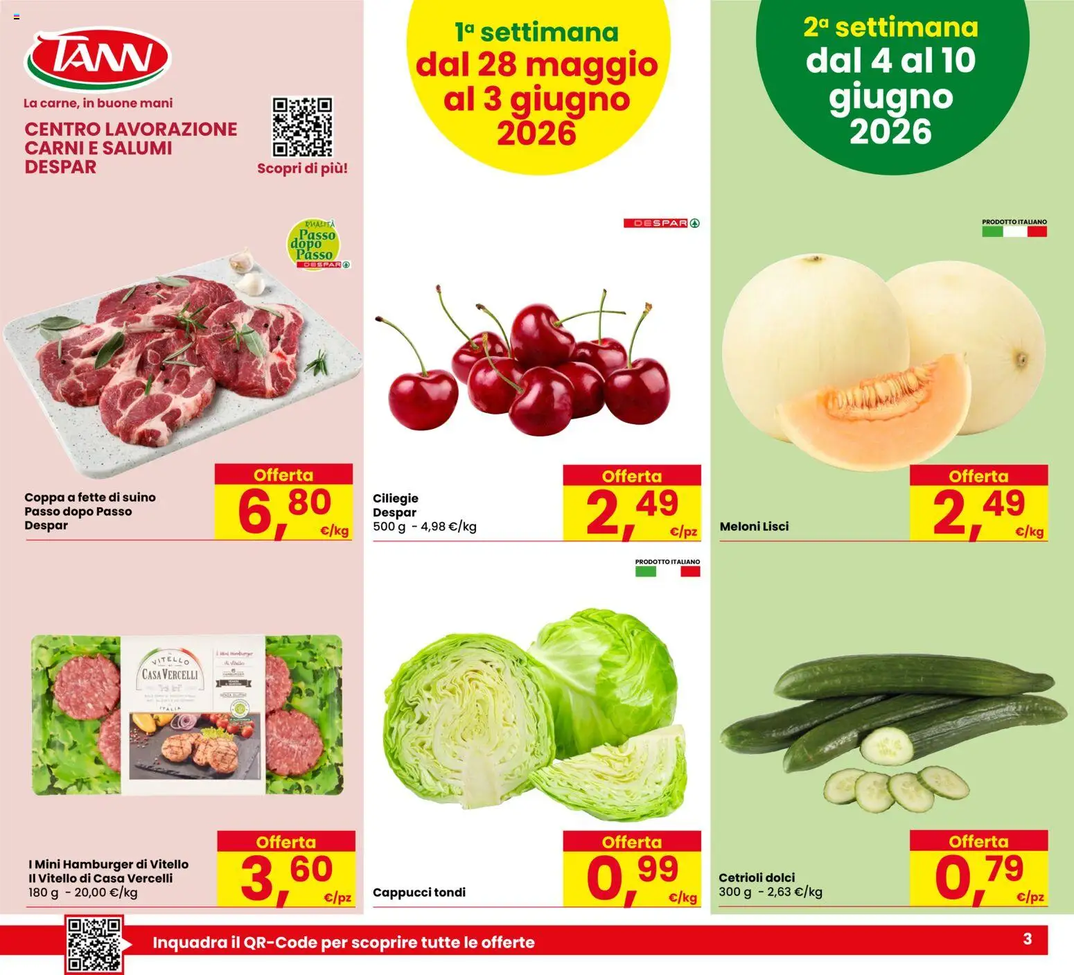 Volantino Despar del 28/05/2026 | Pagina: 3 | Prodotti: Cetrioli, Suino, Vitello, Hamburger