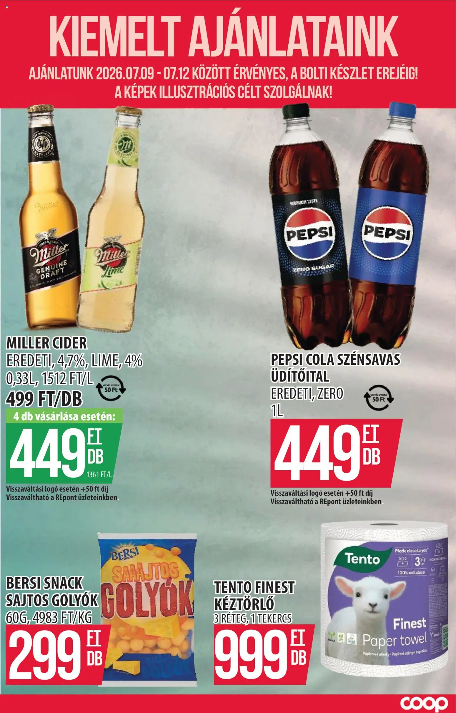 COOP Szolnok akciós ujság - amely érvényes a következő dátumtól: 2026.07.09. | Oldal: 5 | Termékek: Pepsi, Cider, Cola