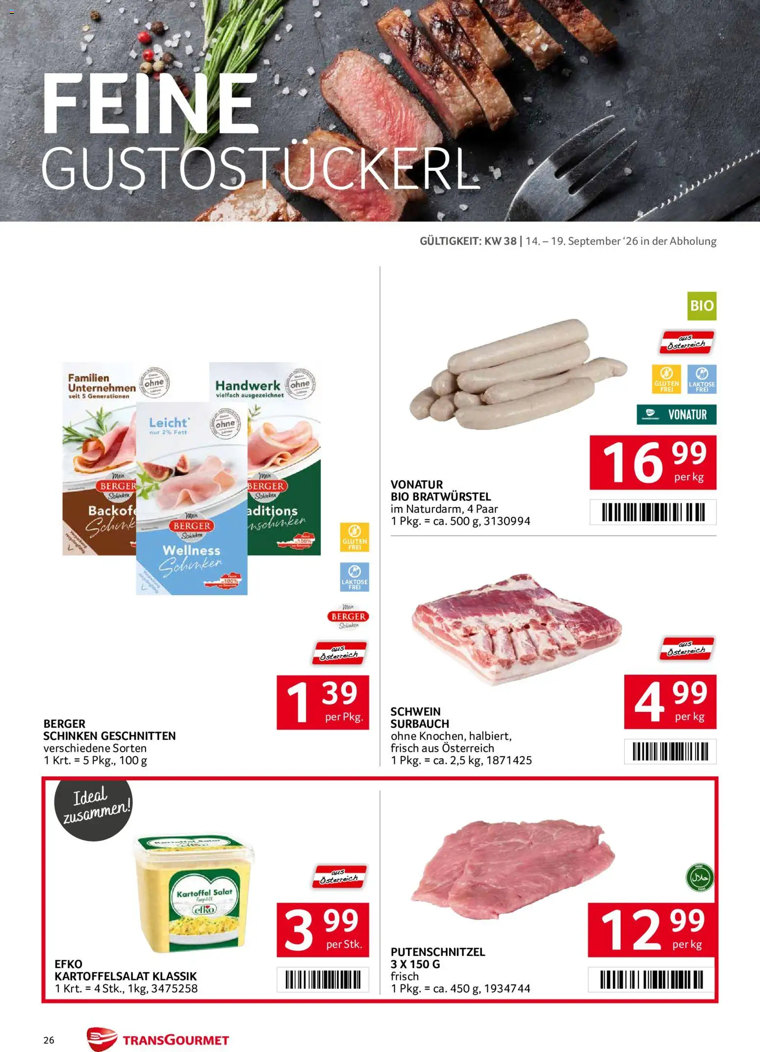 Transgourmet Flugblatt gültig ab 14.09.2026 | Seite: 25 | Produkte: Salat, Schinken