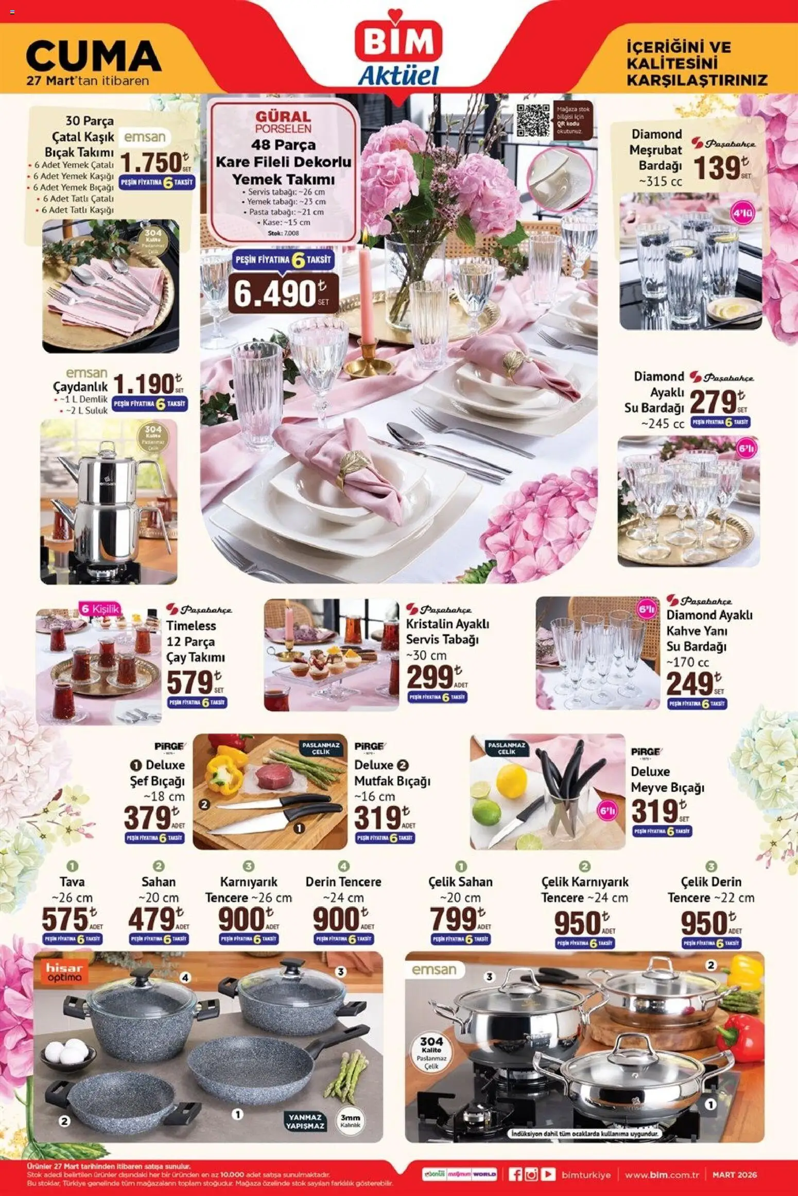 BİM - Katalog Cuma - 27.03.2026 tarihinden itibaren geçerlidir | Sayfa: 1 | Ürünler: Çaydanlık, Kahve, Çay, Su
