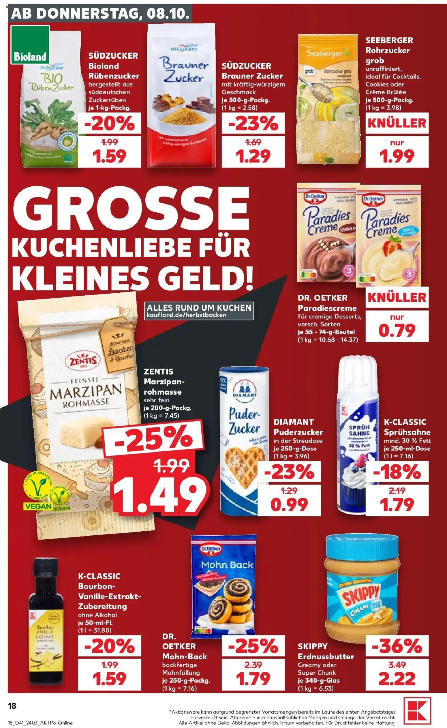Prospekt Kaufland ab 08.10.2026 » Angebote Online zum Blättern | Seite: 18 | Produkte: Puder, Creme, Creme brulee, Kuchen
