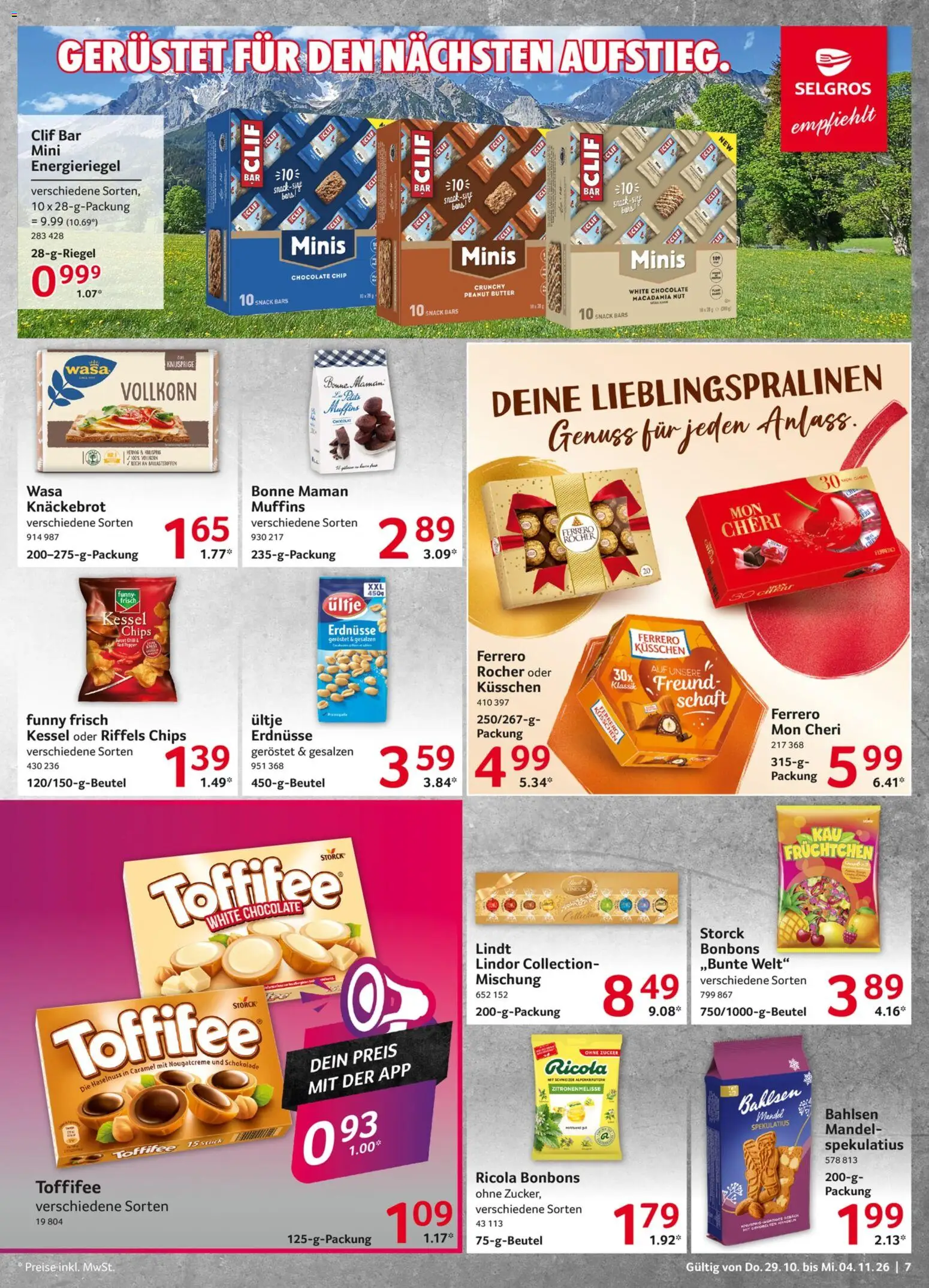 Selgros Prospekt – gültig ab 29.10.2026 | Seite: 7 | Produkte: Butter, Lindor, Lindt, Chips