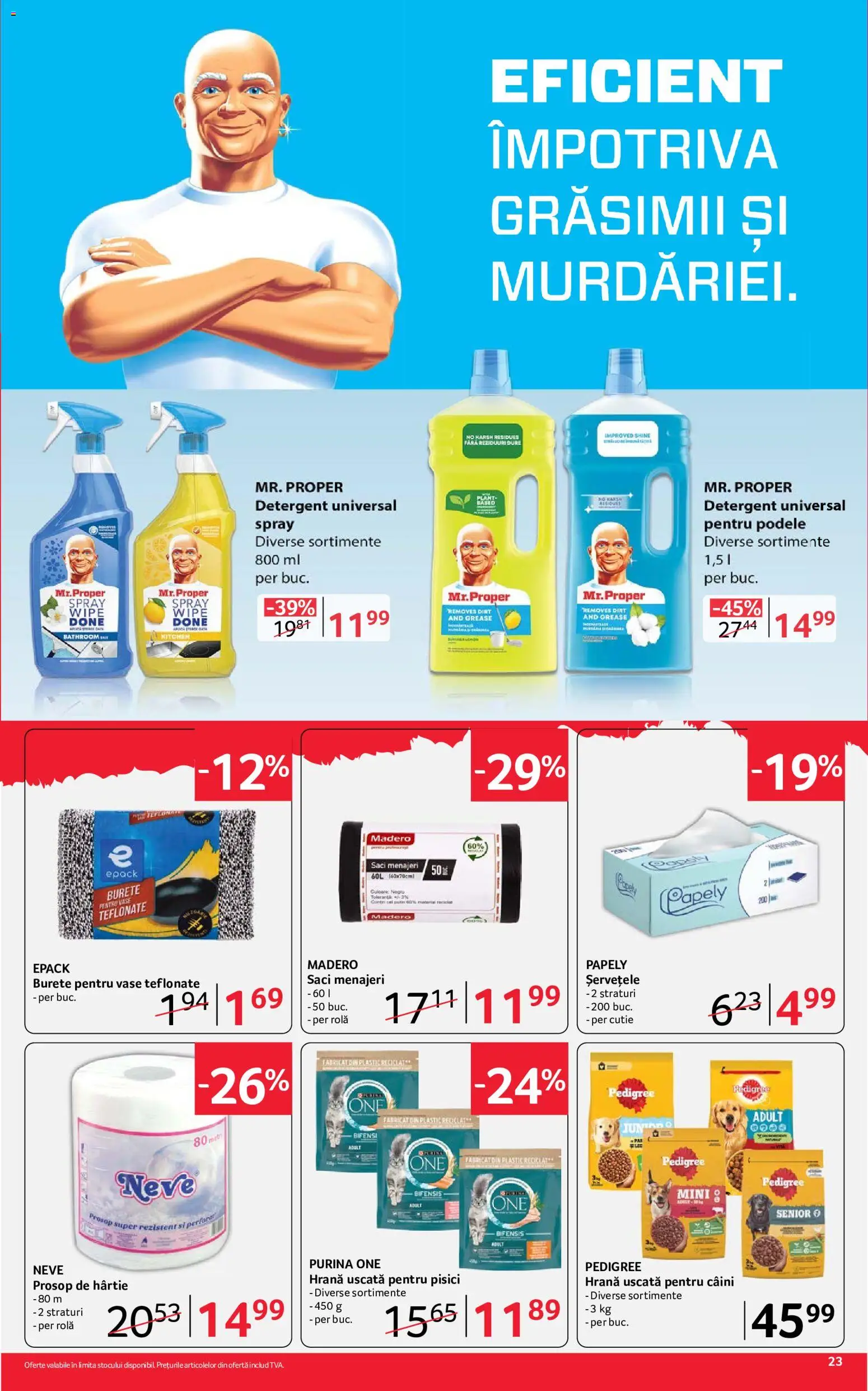 Noul catalog Selgros – valabil de la 26.06.2026 | Pagină: 23 | Produse: Saci menajeri, Cutie, Burete, Detergent