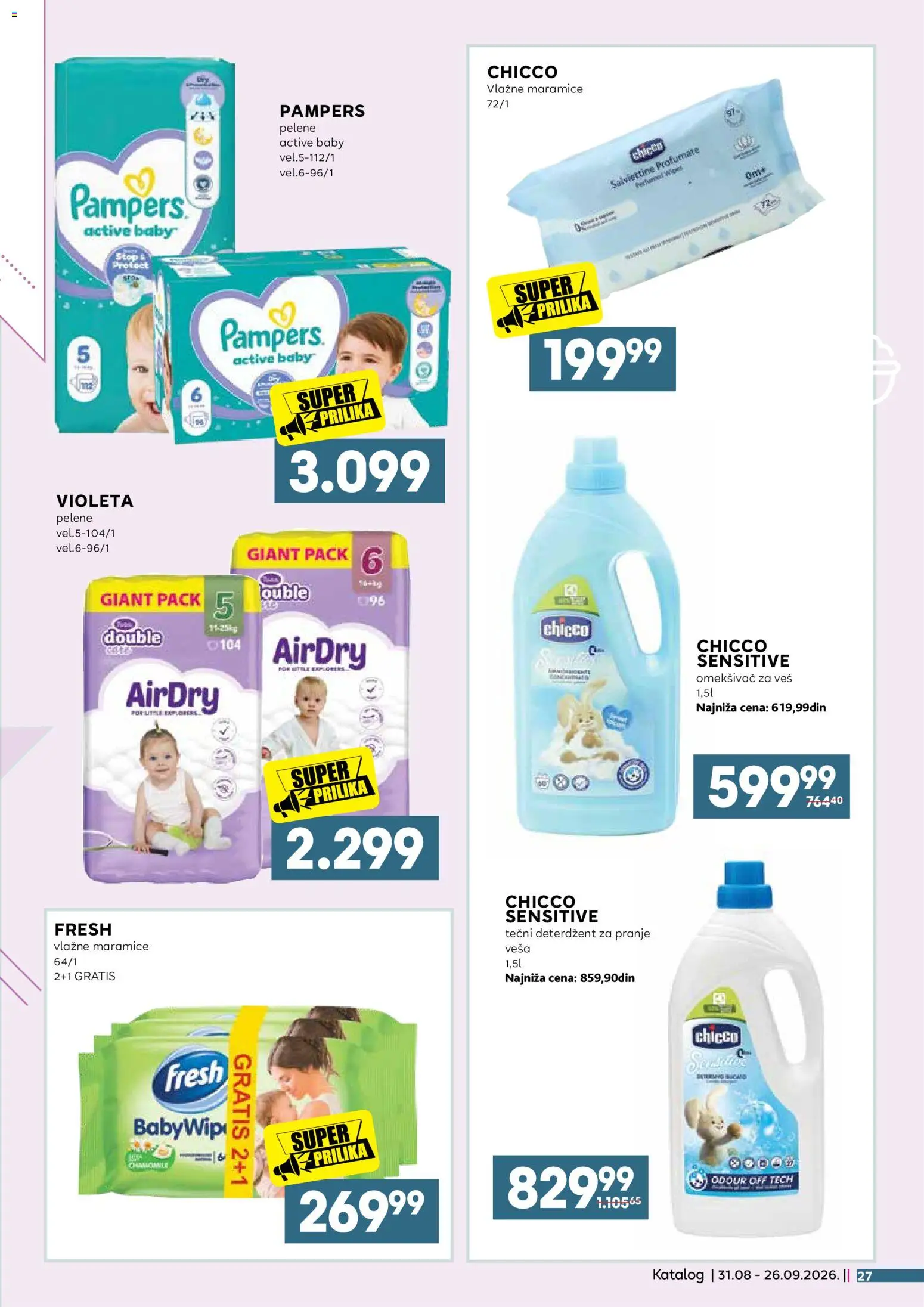 Idea katalog - važi od 31.08.2026 | Strana: 27 | Proizvode: Deterdžent, Maramice, Omekšivač, Pelene