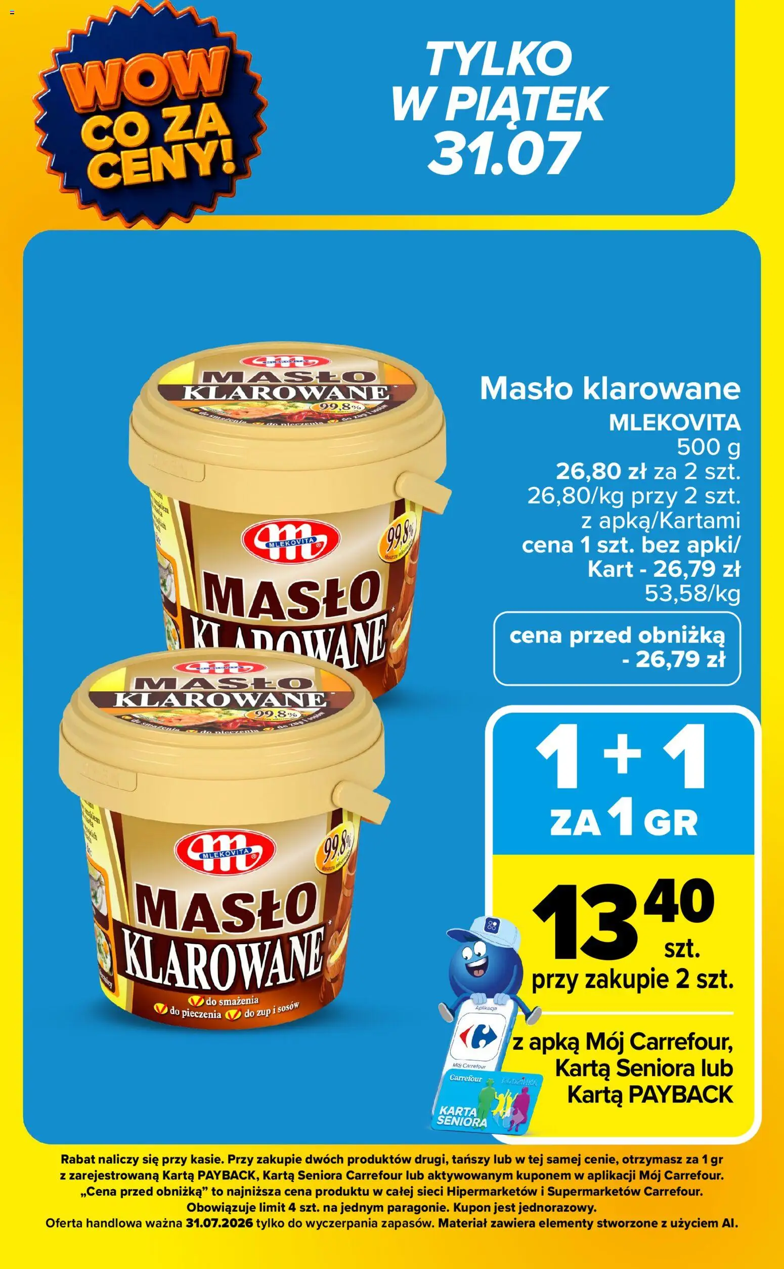 Carrefour gazetka - Wow co za ceny od 27.07.2026 | Strona: 15 | Produkty: Karta, Masło klarowane, Masło