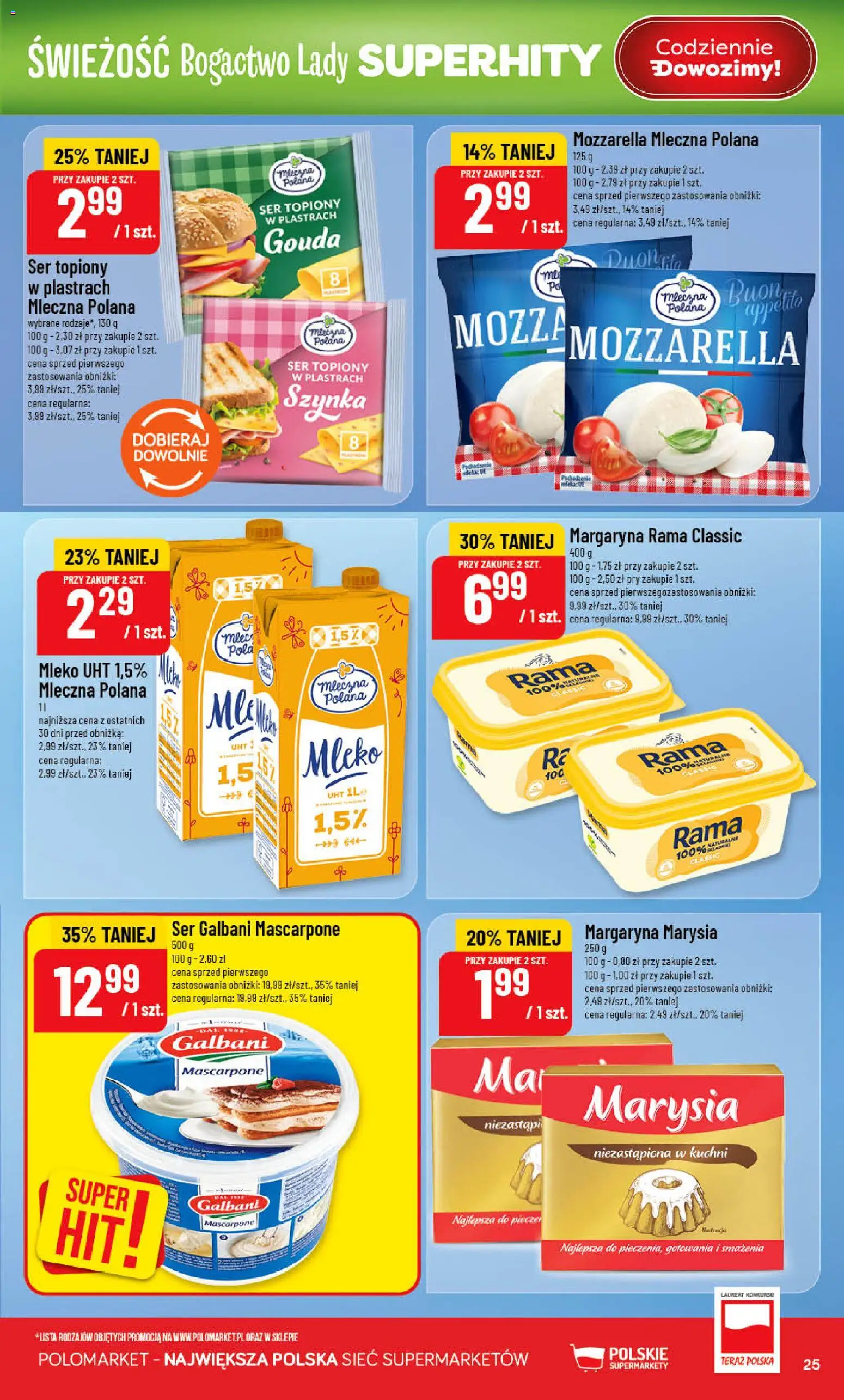 POLOmarket gazetka od 20.05.2026 | Strona: 25 | Produkty: Ser topiony, Mascarpone, Mleko, Mozzarella