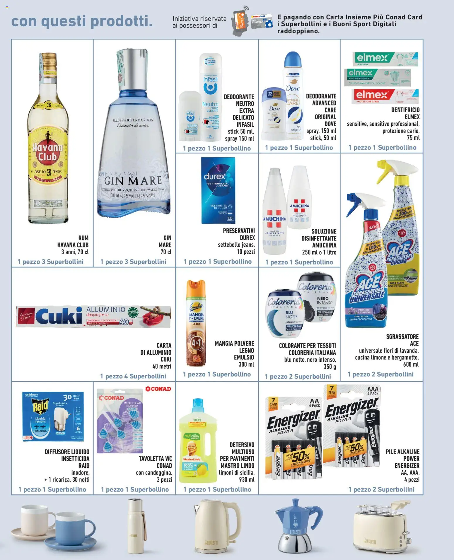 Volantino Conad del 19.06.2026 | Pagina: 13 | Prodotti: Gin, Candeggina, Sgrassatore, Rum
