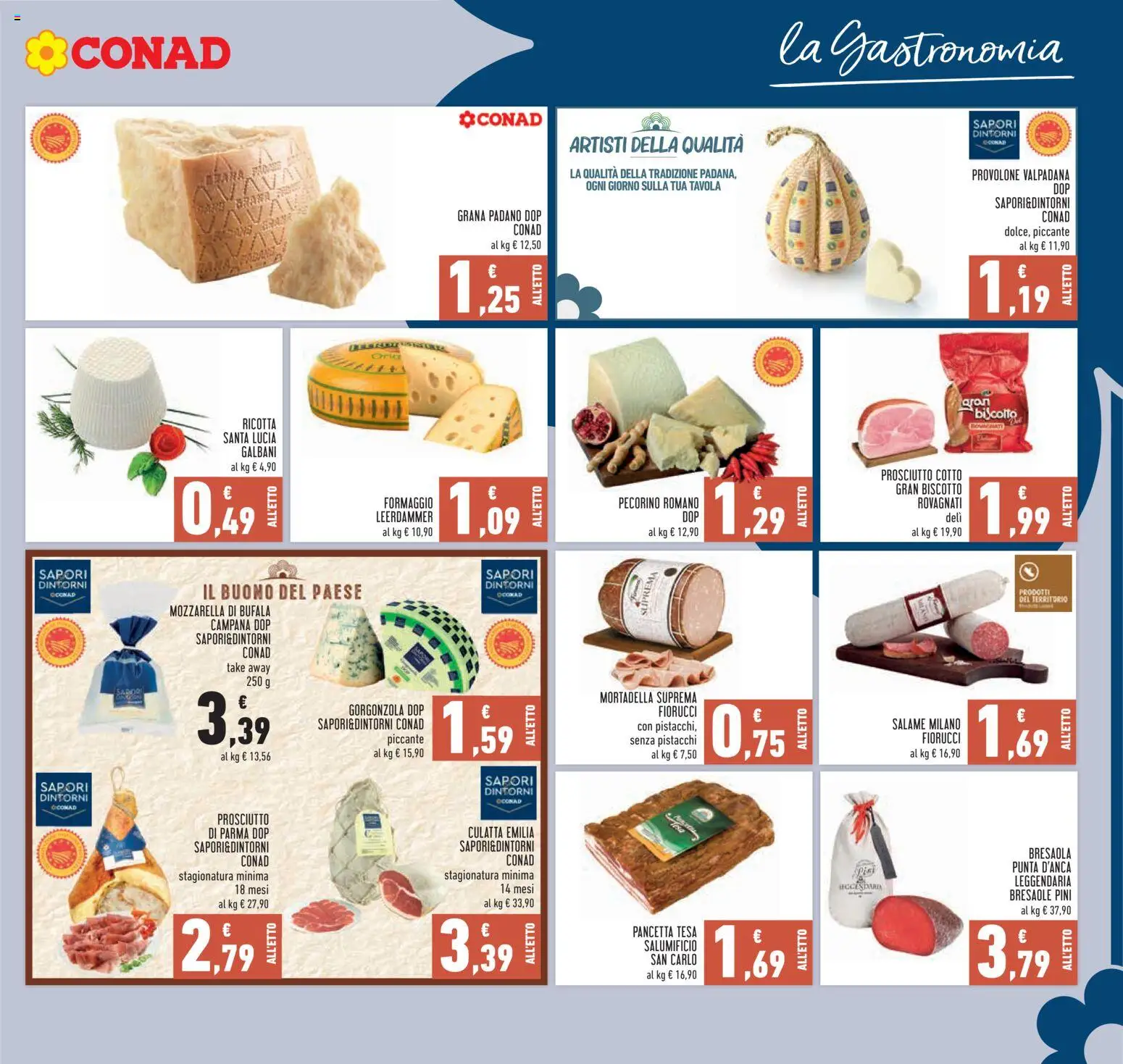 Volantino Conad del 21/10/2026 | Pagina: 5 | Prodotti: Provolone, Mortadella, Grana Padano, Gorgonzola
