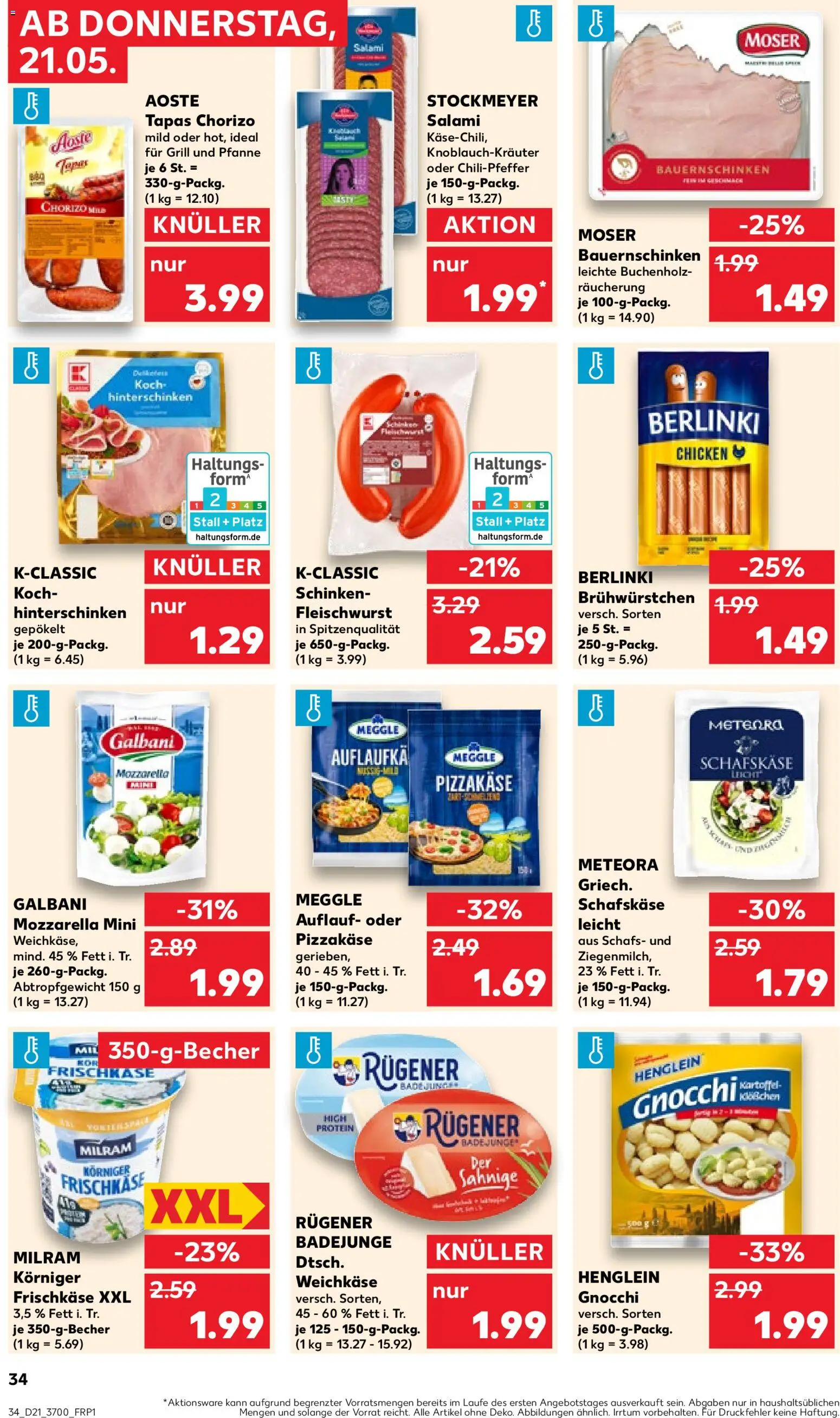 Kaufland Prospekt Rostock	 – gültig ab 21.05.2026 | Seite: 34 | Produkte: Grill, Milram, Salami, Schafskase