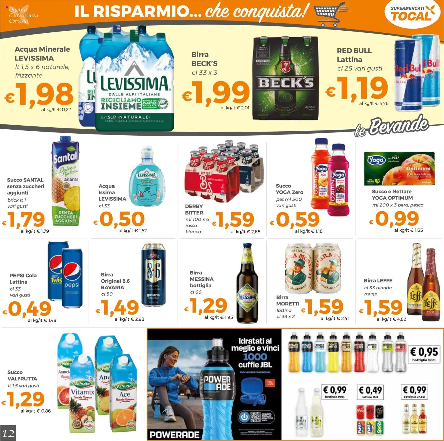Volantino Tocal del 06/10/2026 | Pagina: 12 | Prodotti: Birra, Cuffie, Red Bull, Acqua minerale