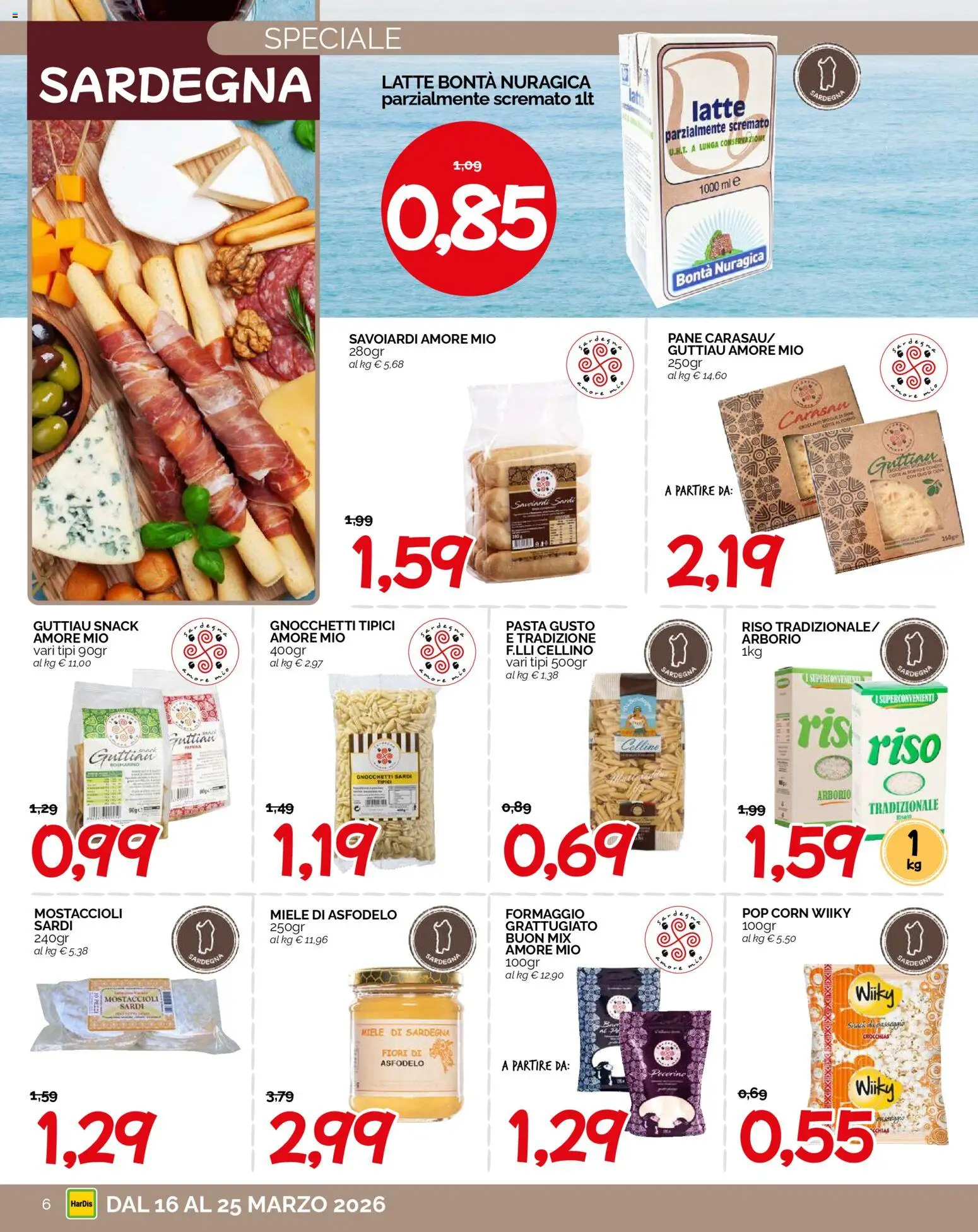 Volantino HarDis del 16.03.2026 | Pagina: 6 | Prodotti: Pane, Riso, Latte, Savoiardi