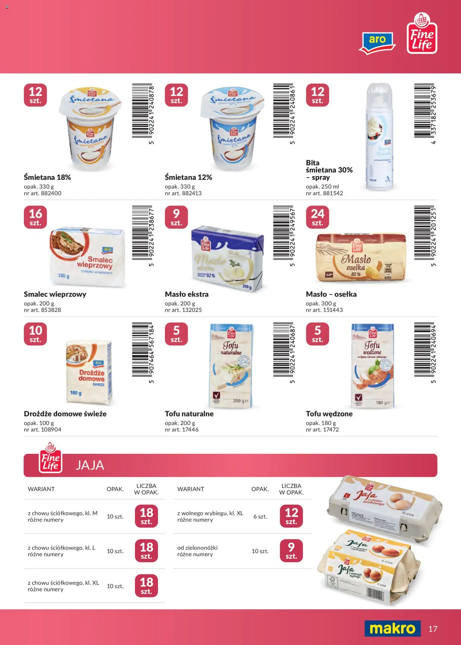 Makro gazetka - Marki własne dla Twojego sklepu od 23.04.2026 | Strona: 17 | Produkty: Osełka, Tofu naturalne, Masło, Śmietana