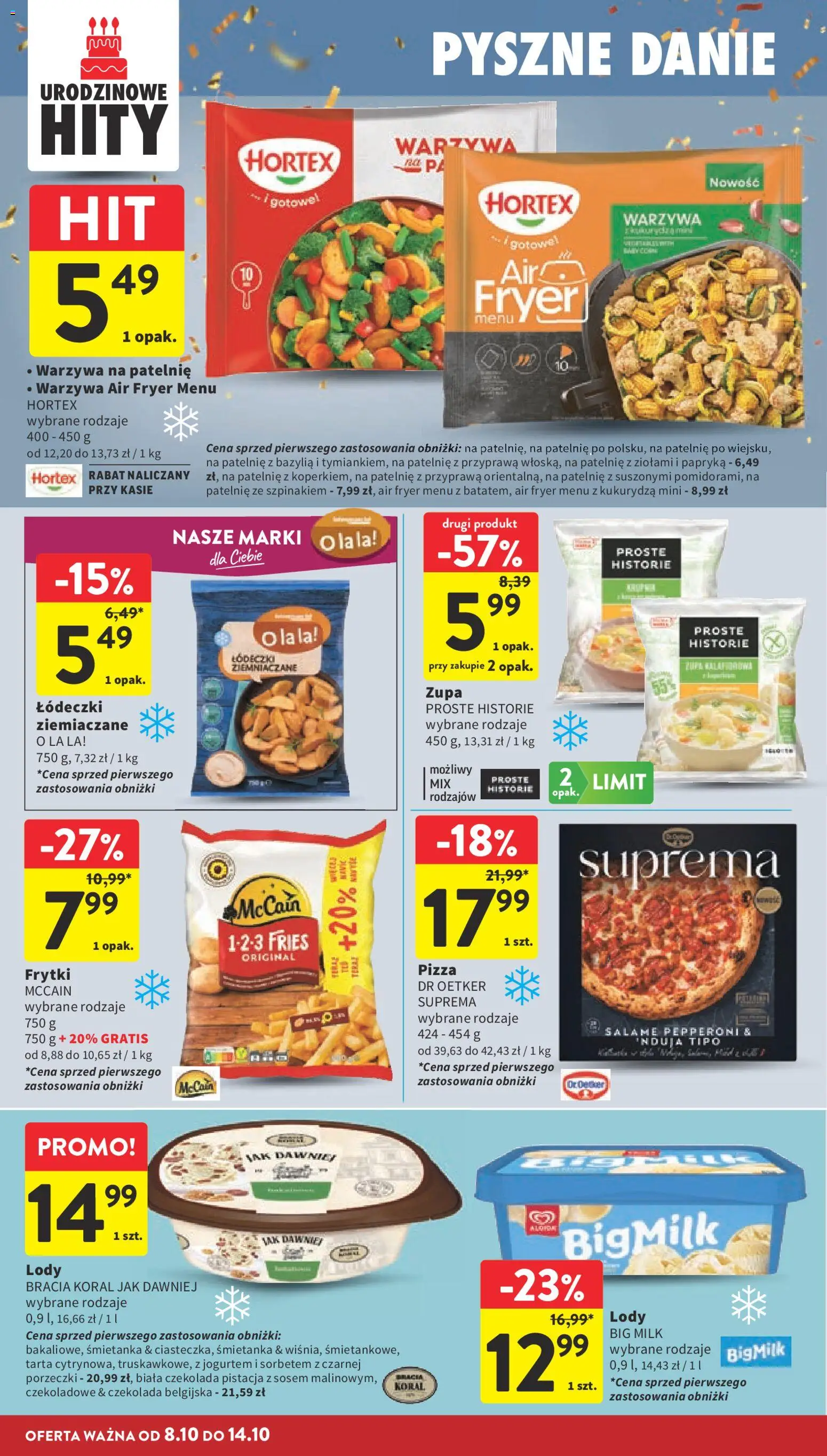 Intermarche gazetka od 08.10.2026 | Strona: 20 | Produkty: Bazylia, Big Milk, Czekolada, Frytki