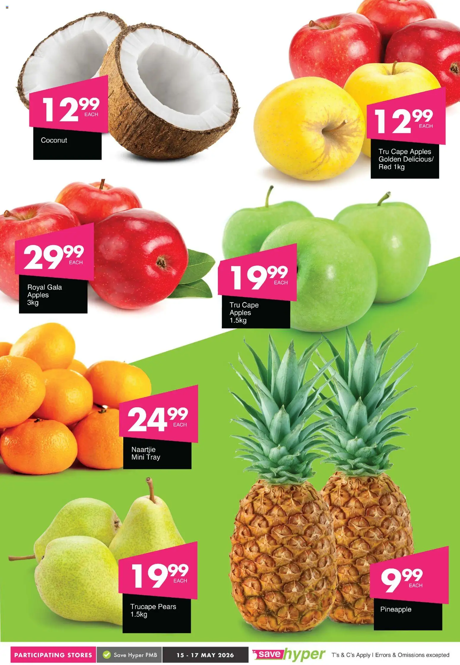 New Save catalogue – valid from 15.05.2026 | Page: 5 | Products: Pears, Tray, Apples, Pineapple