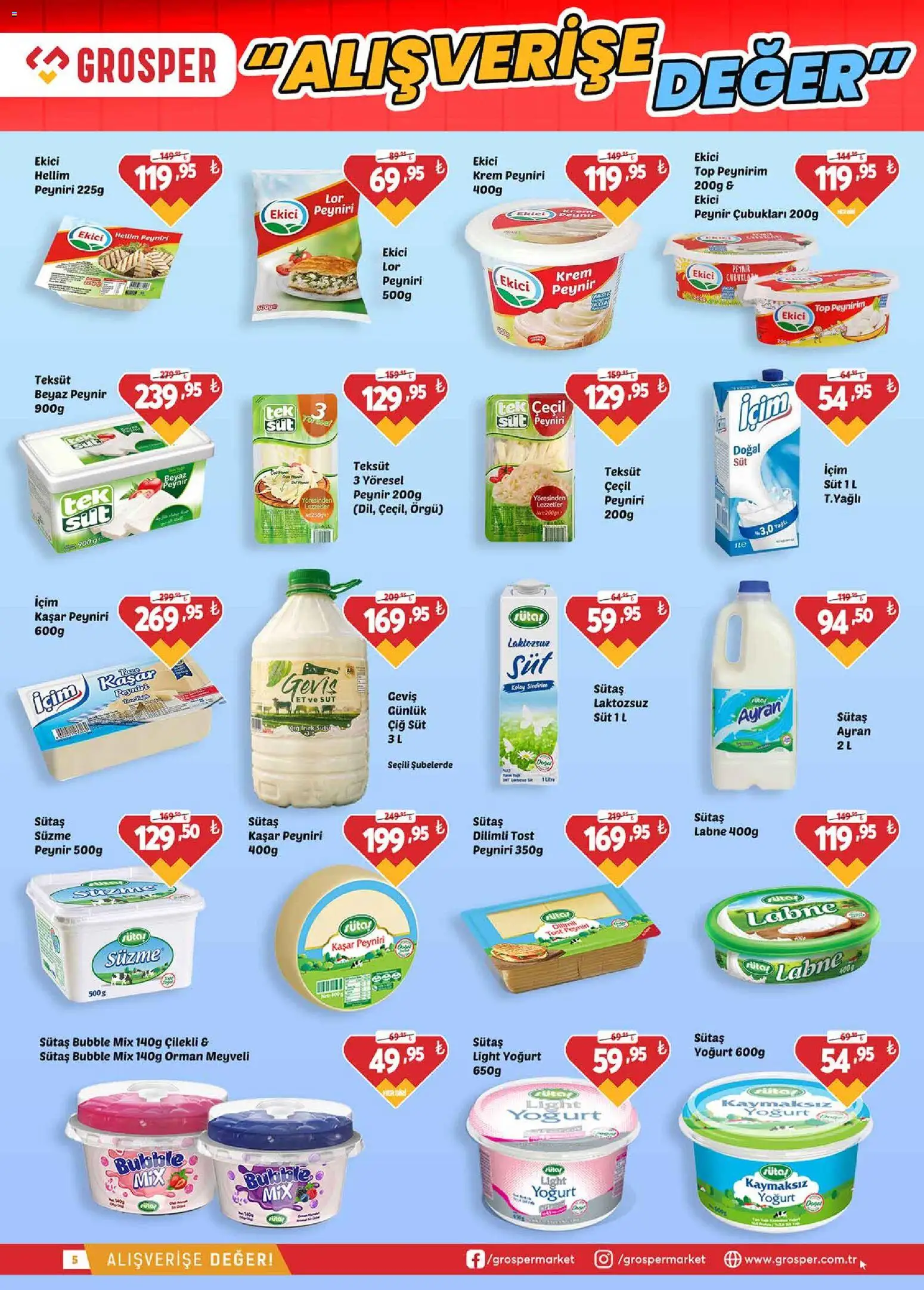Grosper Katalog - 06.05.2026 tarihinden itibaren geçerlidir | Sayfa: 5 | Ürünler: Krem, Peynir, Yoğurt, Ekici
