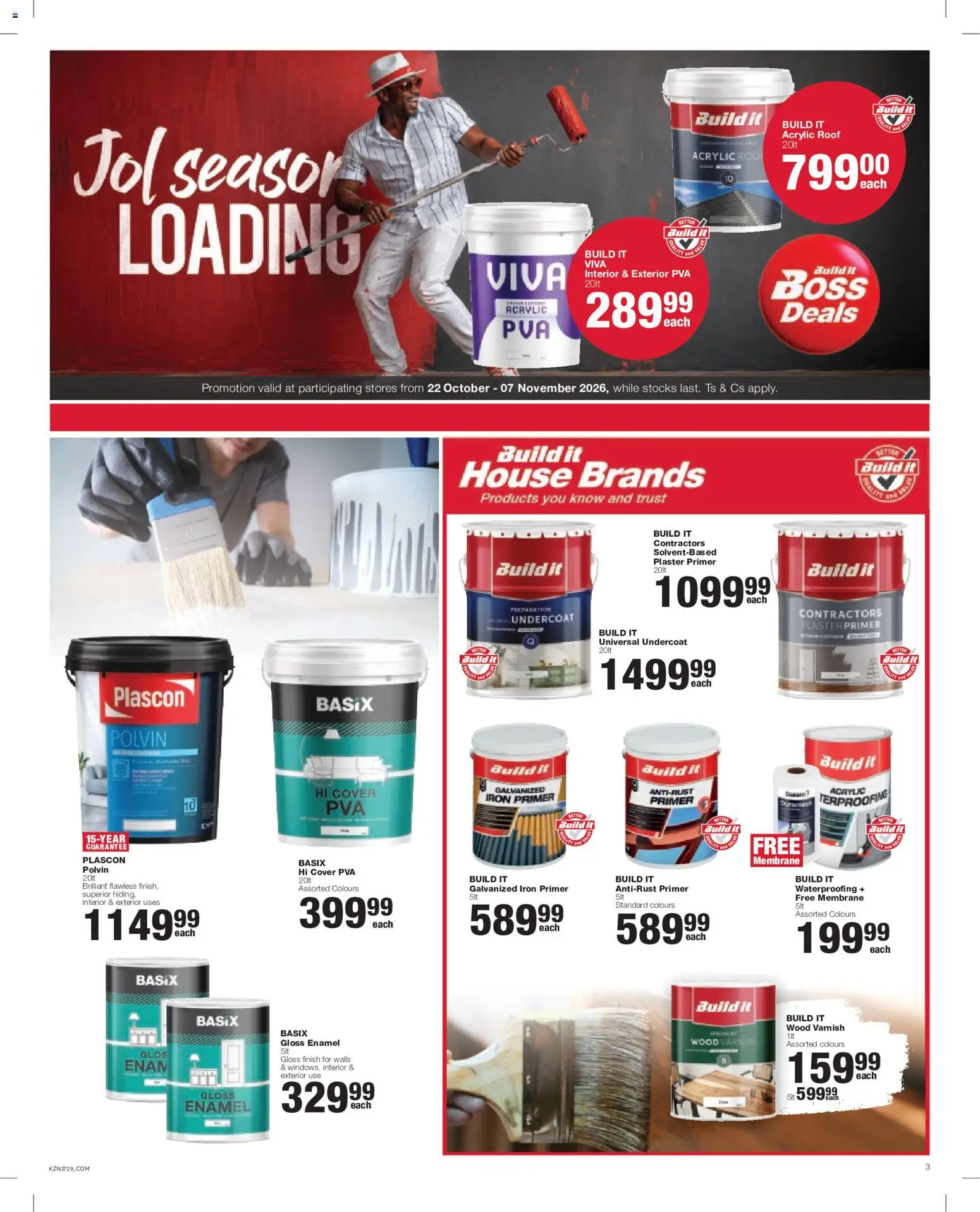 New Build It catalogue – valid from 22/10/2026 | Page: 3 | Products: Primer, Plaster primer, Butter, Wood varnish