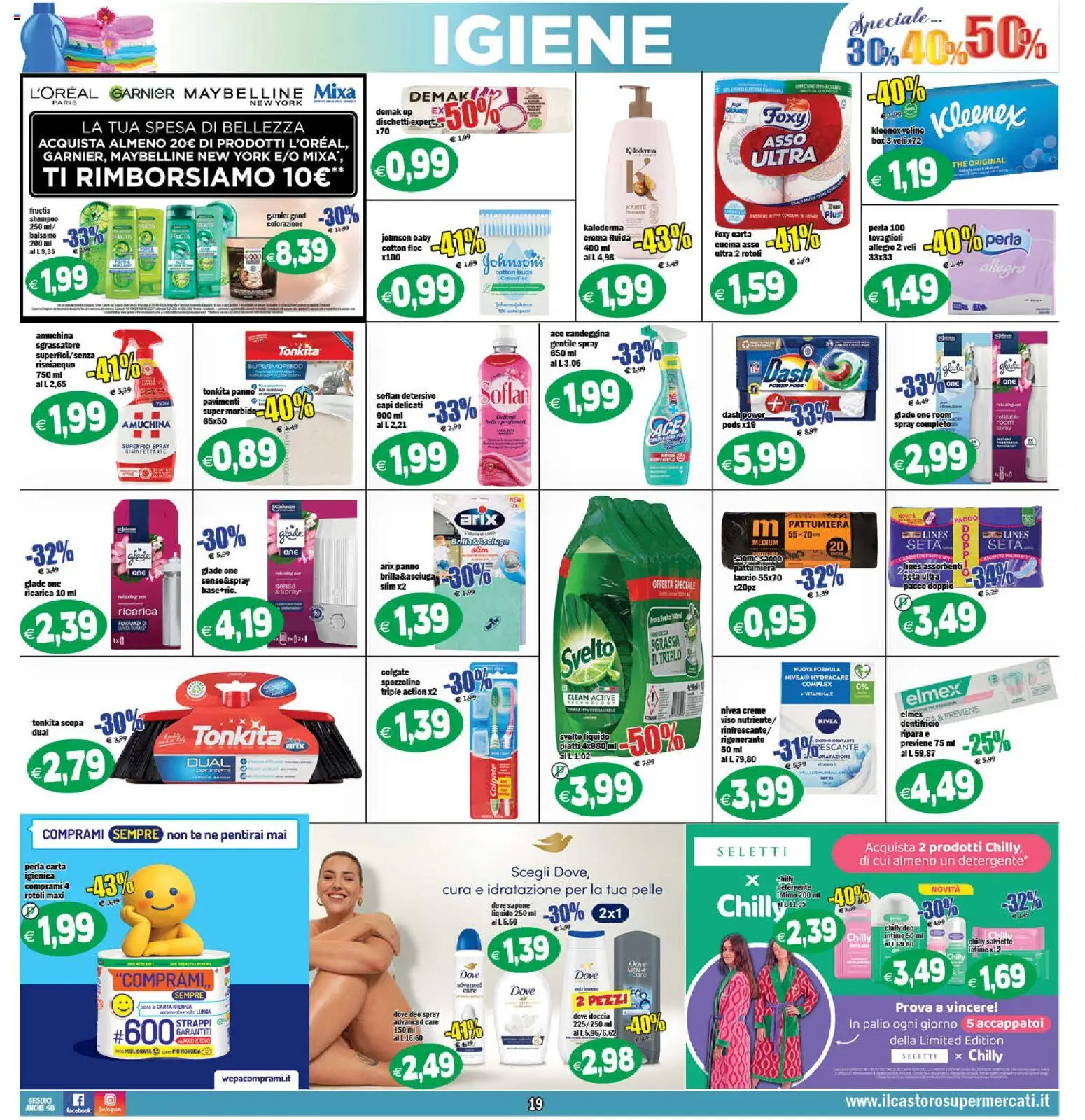 Volantino Il Castoro del 02/09/2026 | Pagina: 19 | Prodotti: Piatti, Panna, Sgrassatore, Assorbenti
