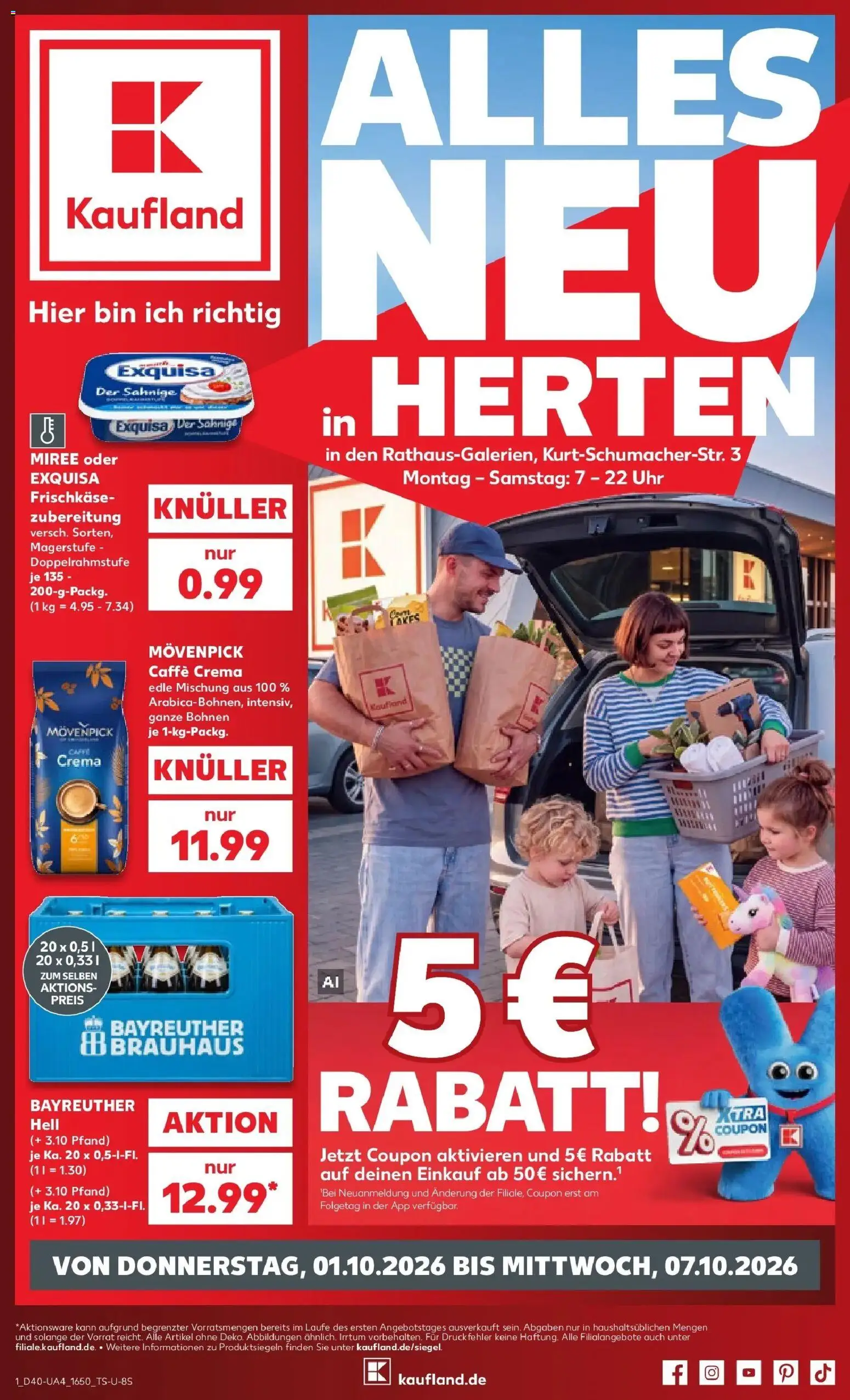 Prospekt Kaufland ab 28.09.2026 » Angebote Online zum Blättern | Seite: 11 | Produkte: Bayreuther hell, Exquisa, Uhr, Frischkase