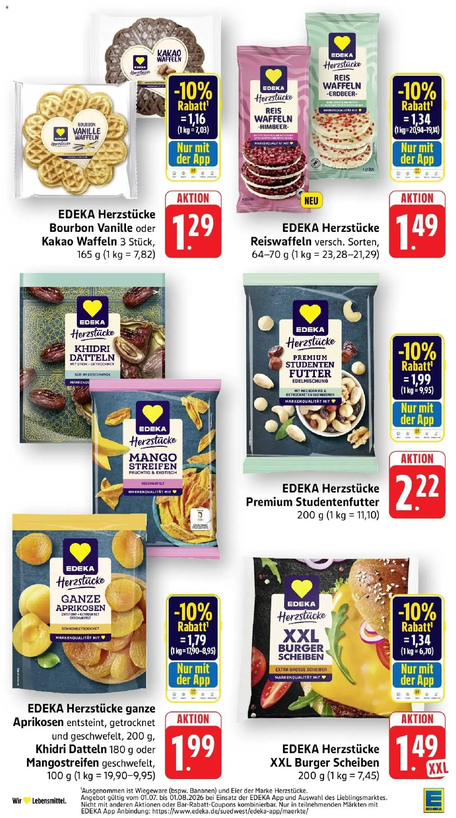 Edeka Prospekt Freiburg – gültig ab 27.07.2026 | Seite: 15 | Produkte: Burger, Bananen, Reis, Bourbon