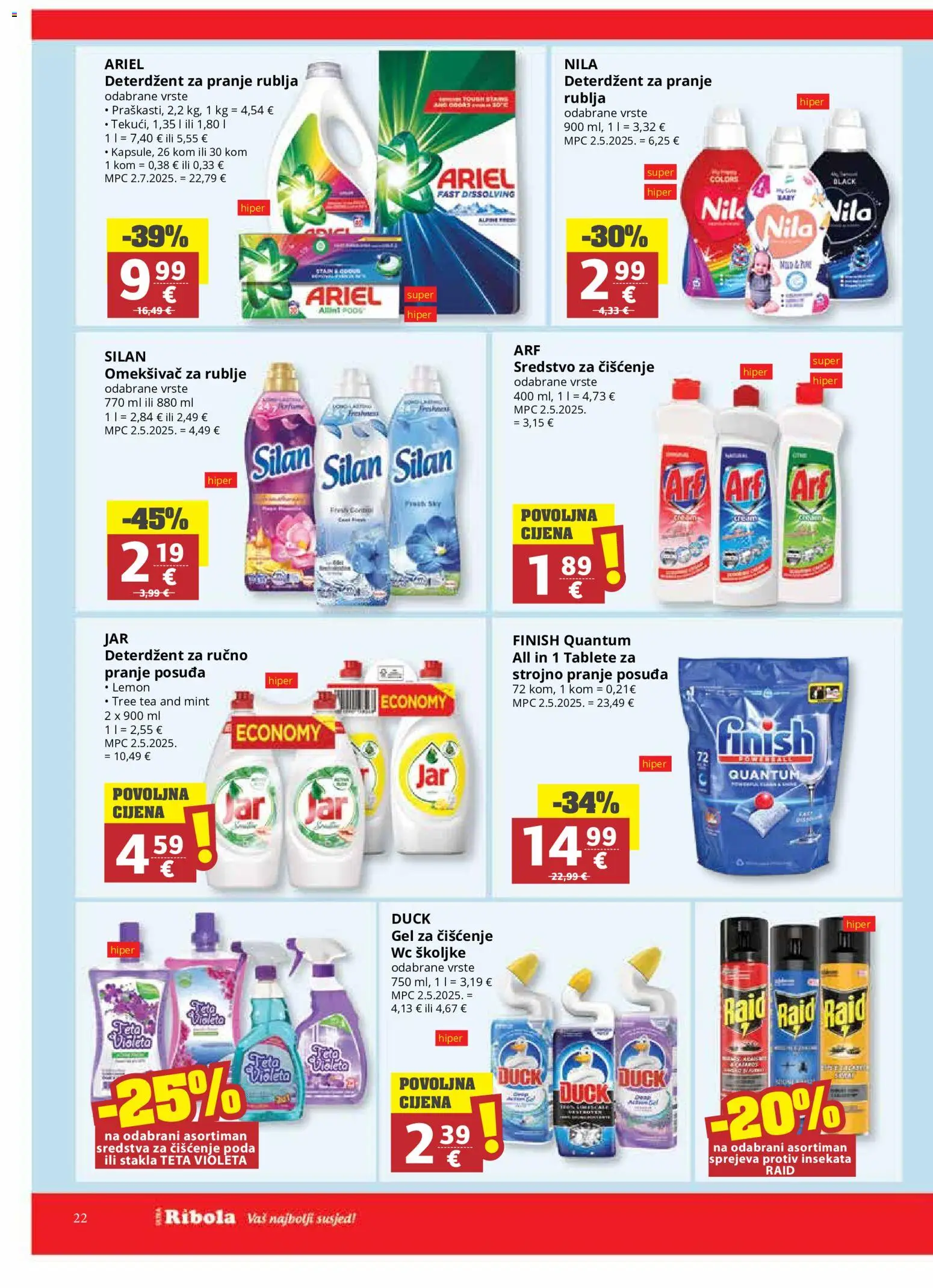 Ribola katalog | vrijedi od 17.06.2026 | Stranica: 22 | Proizvodi: Deterdžent za pranje rublja, Sredstva za čiščenje, Deterdžent, Nila