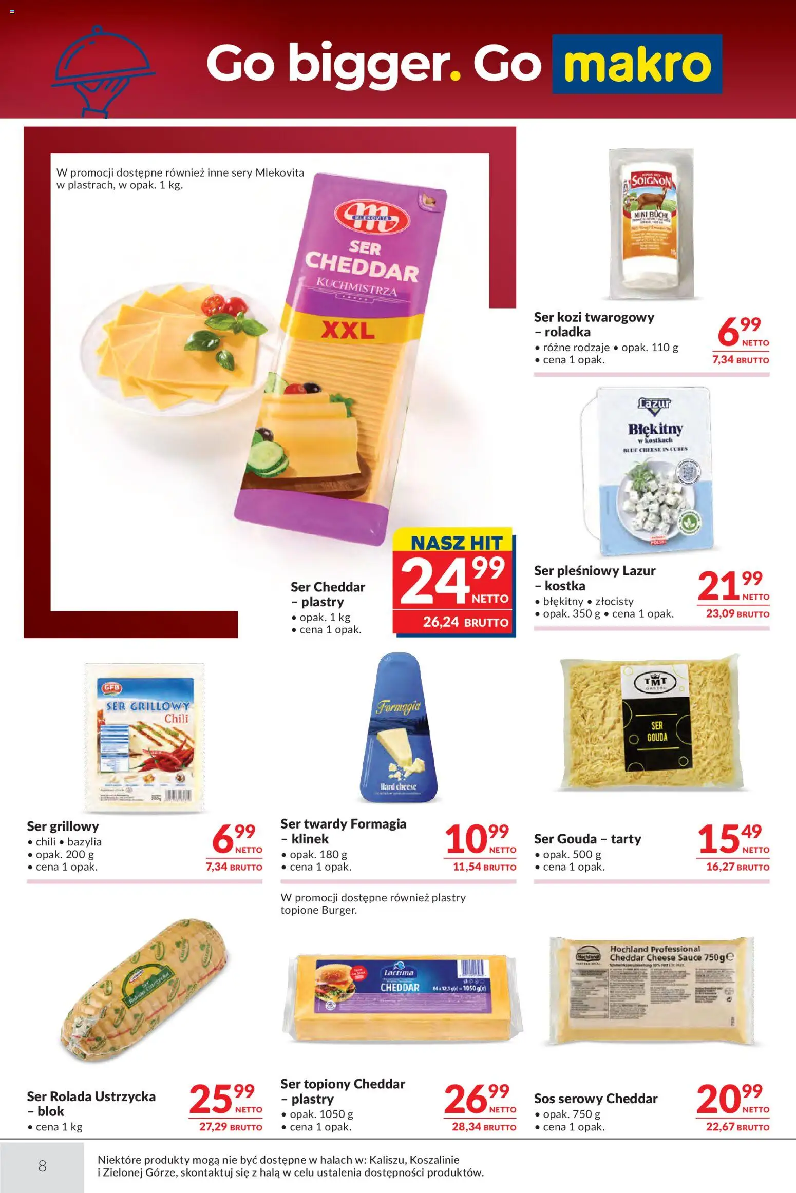 Makro gazetka - Oferta dla gastronomii od 15.09.2026 | Strona: 8 | Produkty: Sos serowy, Sery, Cheddar, Ser cheddar