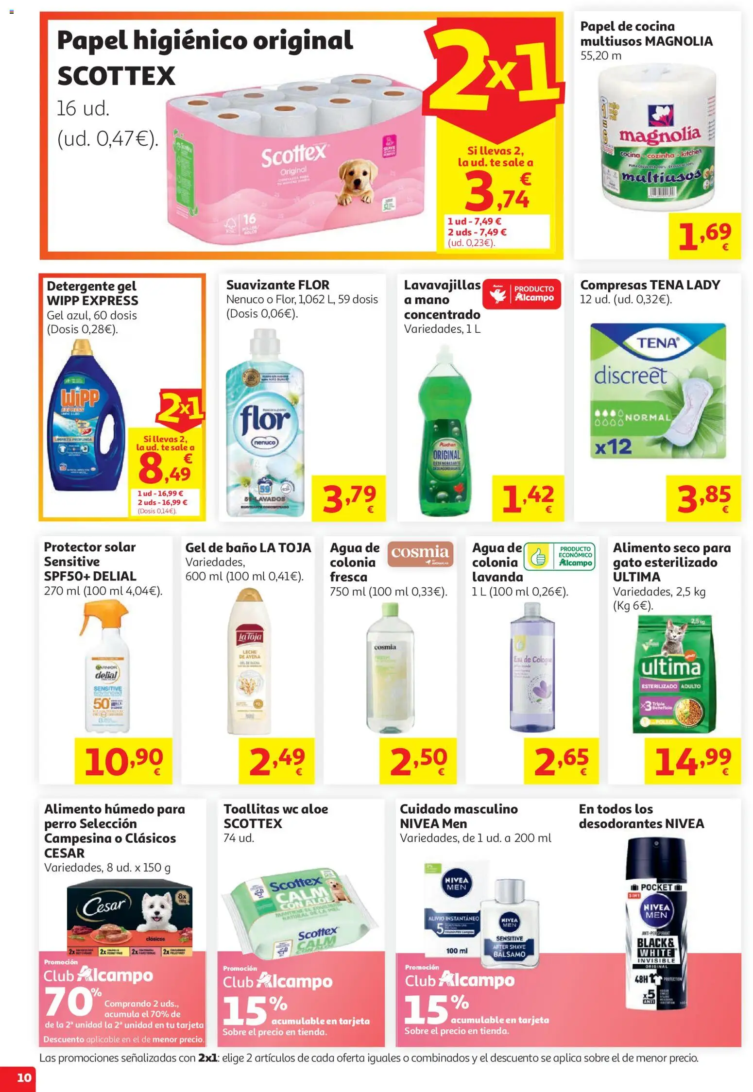 Alcampo Superstore No Litoral │ válido desde el 29/07/2026 | Página: 10 | Productos: Colonia, Leche, Té, Baño
