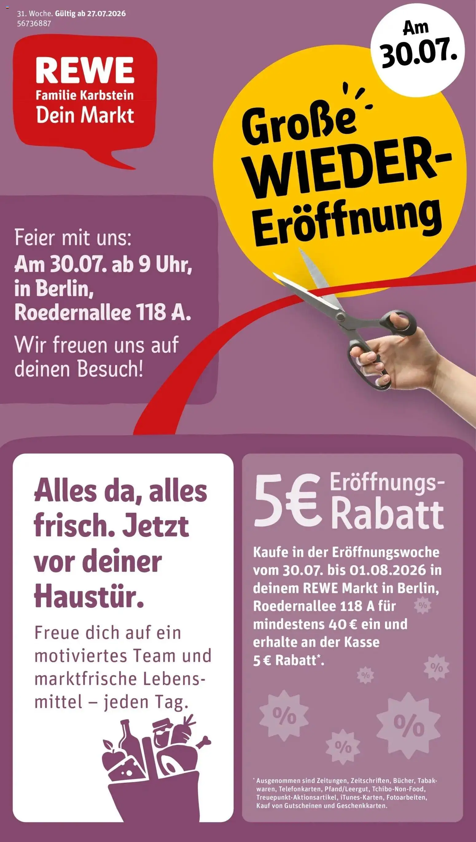 Rewe Prospekt Berlin / Wittenau – gültig ab 27.07.2026 | Seite: 1