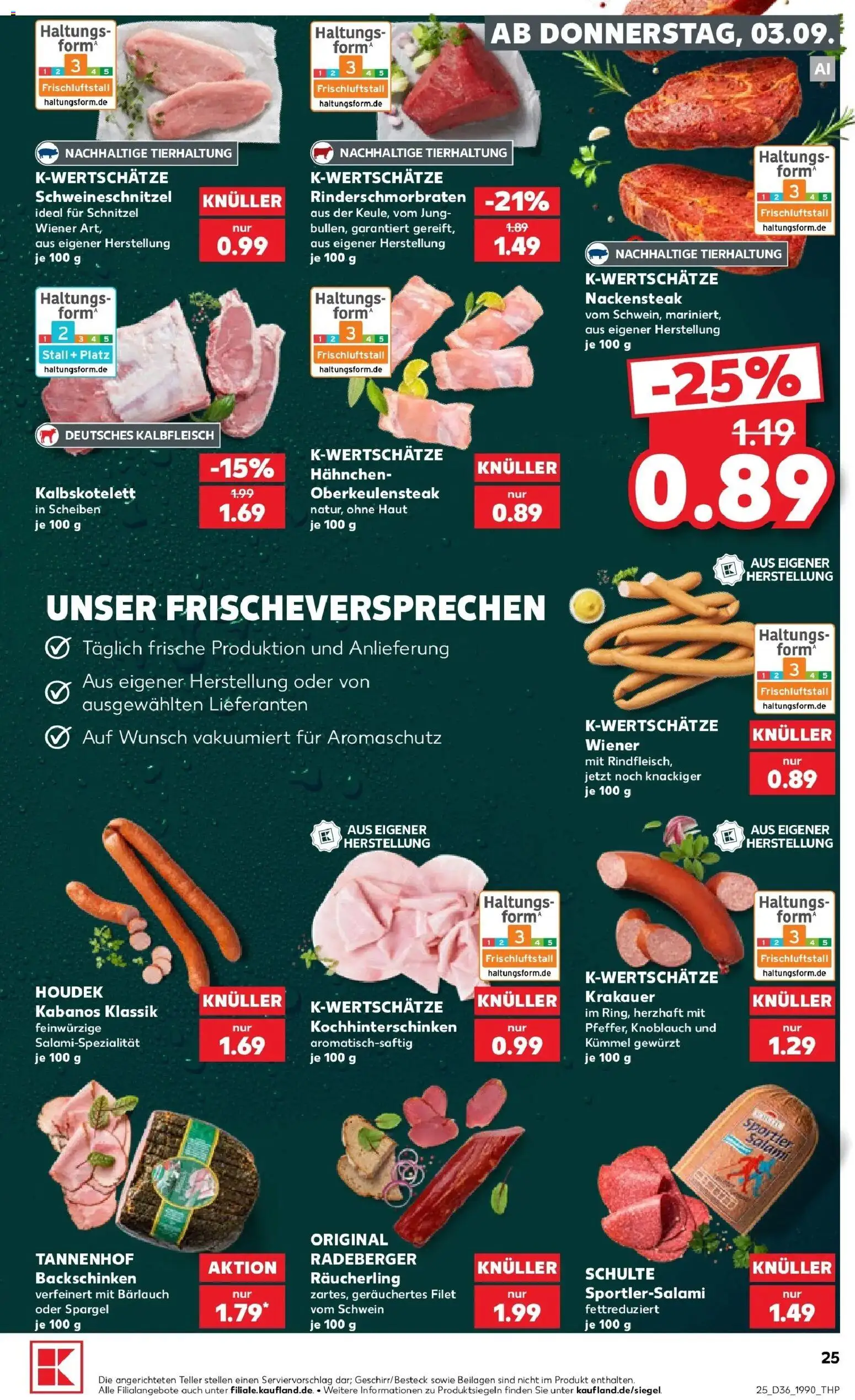 Prospekt Kaufland ab 03.09.2026 » Angebote Online zum Blättern | Seite: 25 | Produkte: Beilagen, Schnitzel, Knoblauch, Salami