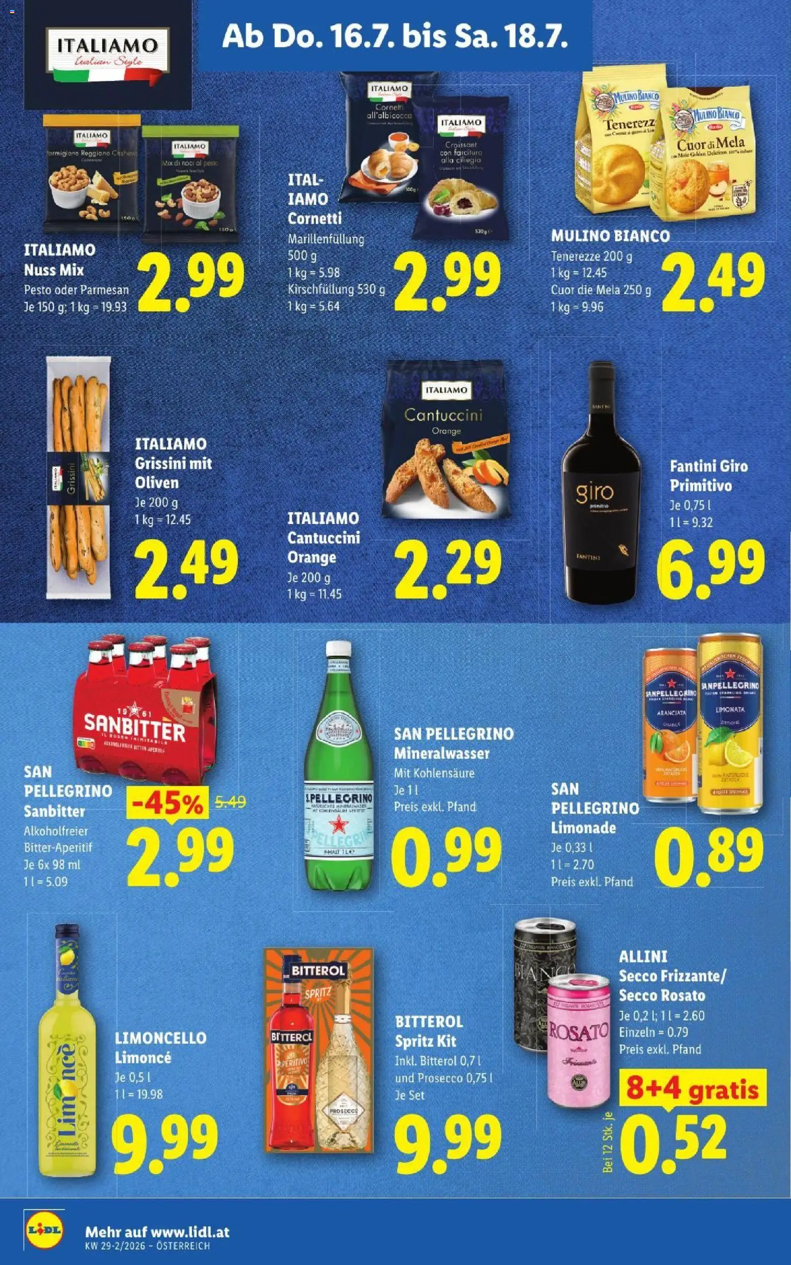 Lidl - Flugblatt gültig ab 16.07.2026 | Seite: 18 | Produkte: Oliven, Prosecco, Mineralwasser