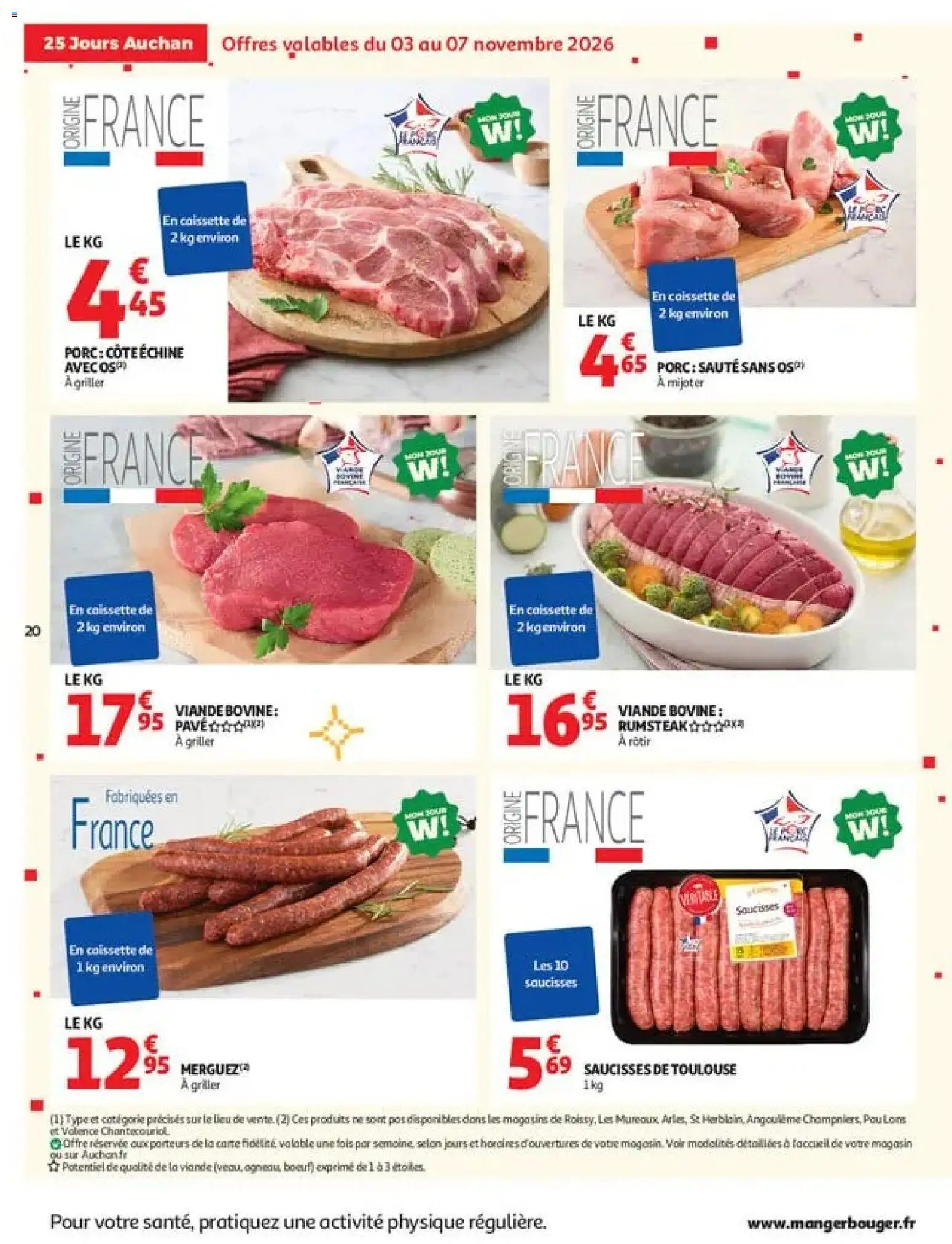 {H1} | Page: 20 | Produits: Saucisses, Rumsteak, Viande, Porc