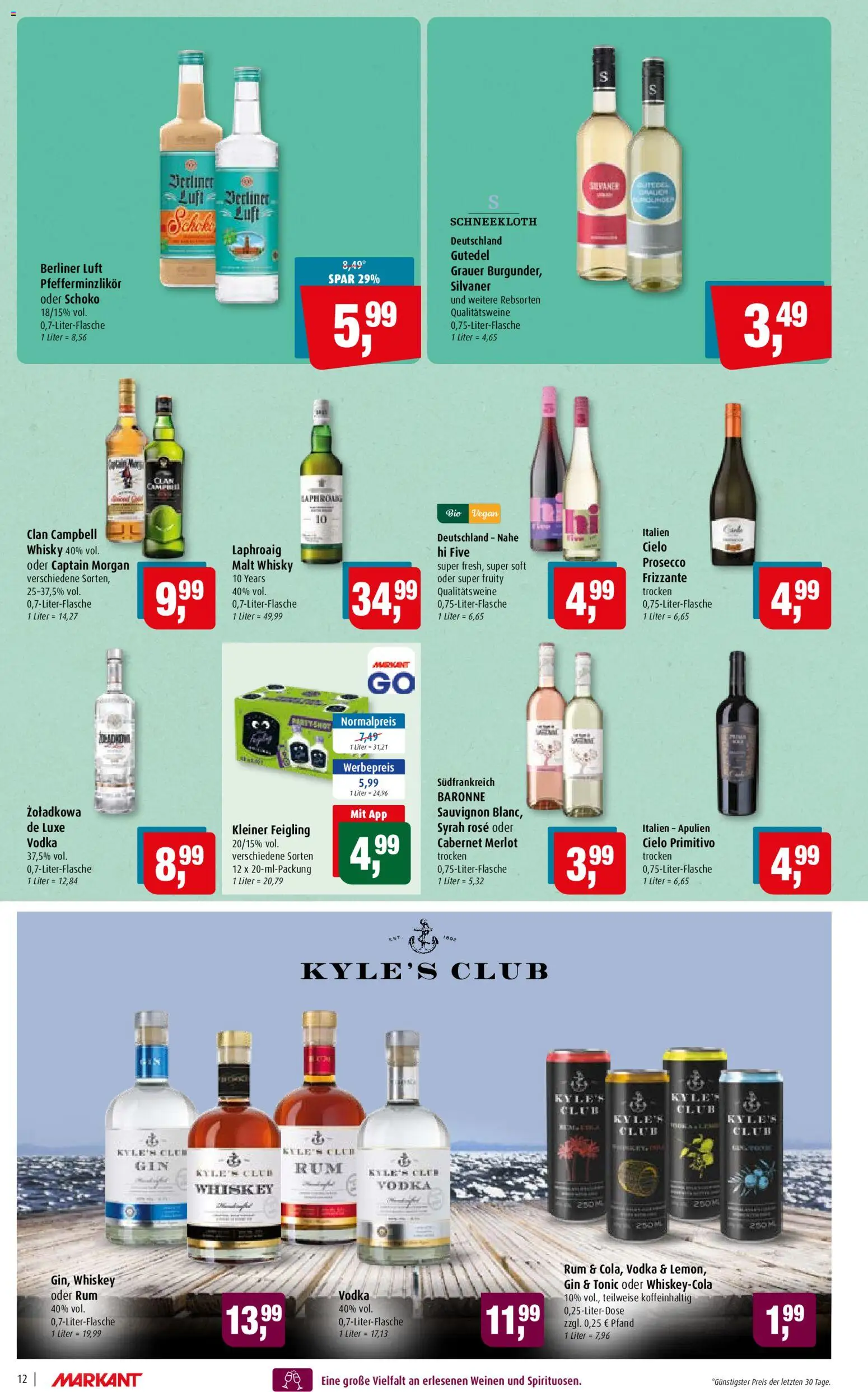 Markant Prospekt – gültig ab 17.08.2026 | Seite: 12 | Produkte: Berliner, Merlot, Vodka, Whiskey