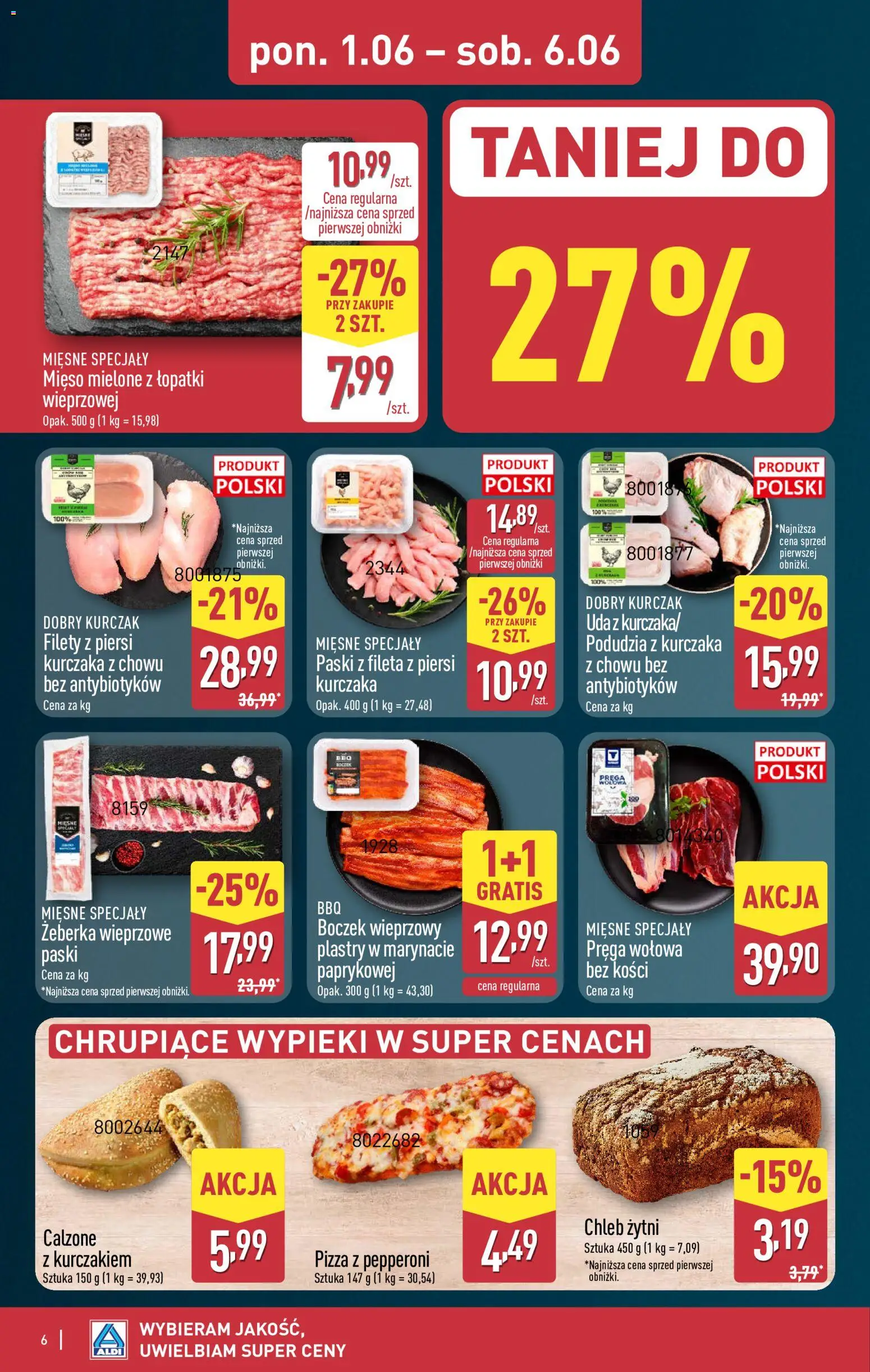 Aldi gazetka od 01.06.2026 | Strona: 6 | Produkty: Kurczak, Piersi, Mięso, Chleb żytni