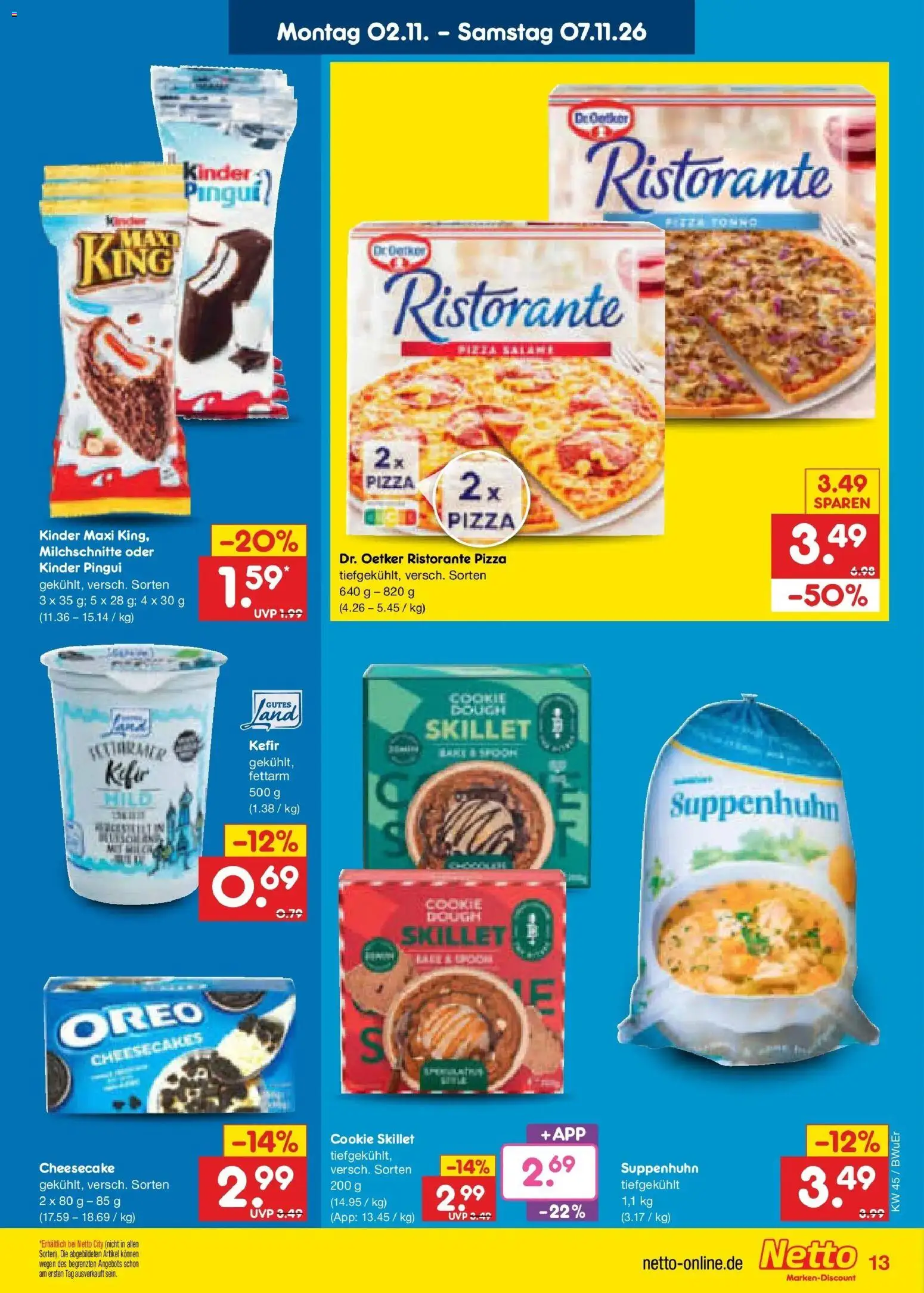 Netto Marken-Discount Prospekt Bielefeld (ab 02.11.2026) » Angebote | Seite: 21 | Produkte: Ristorante, Kefir, Salami, Pizza
