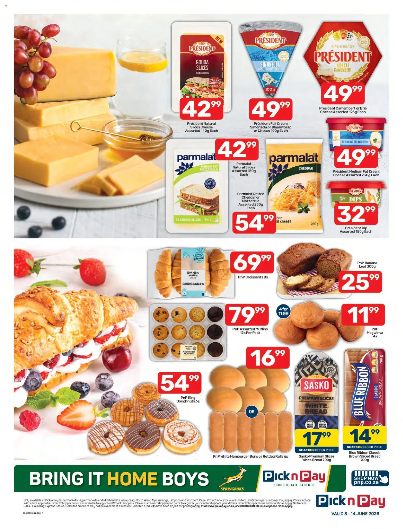 New Pick n Pay catalogue – valid from 08.06.2026 | Page: 4 | Products: Muffins, Buns, Bread, Cream