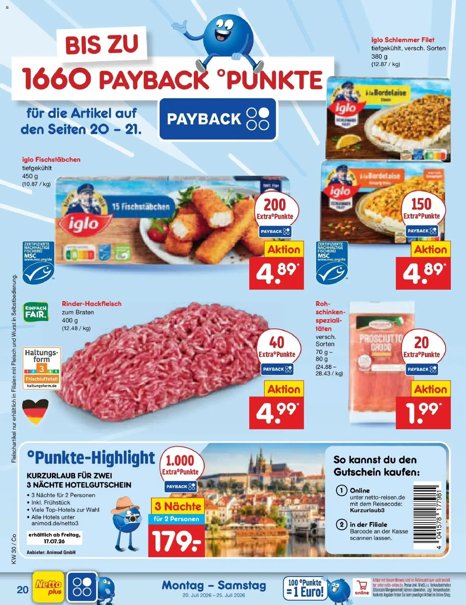 Netto Marken-Discount Prospekt Delitzsch – gültig ab 20.07.2026 | Seite: 36 | Produkte: Iglo, Fischstabchen, Wurst, Schinken
