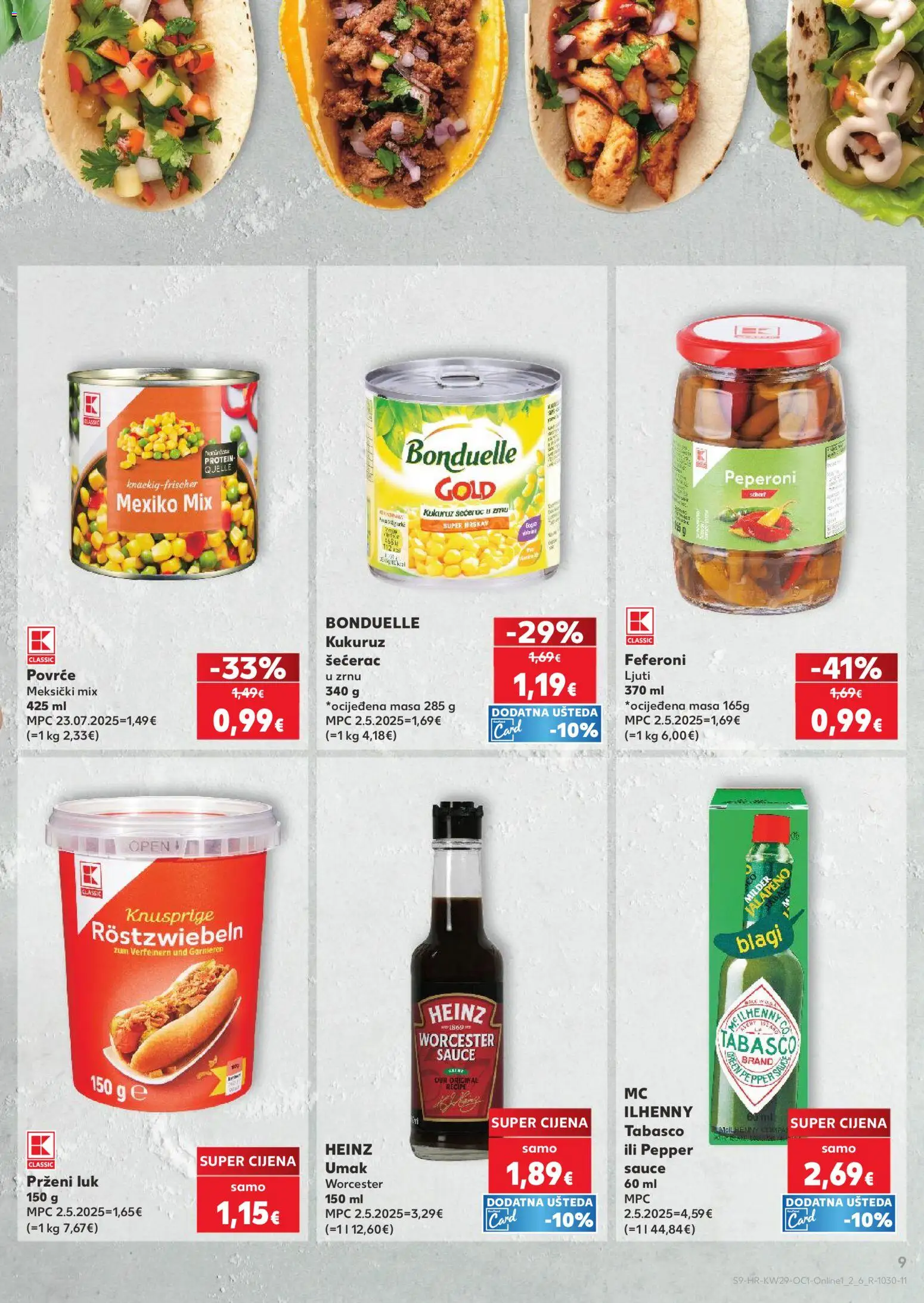 Kaufland katalog | vrijedi od 15.07.2026 | Stranica: 9 | Proizvodi: Kukuruz, Luk, Umak, Feferoni