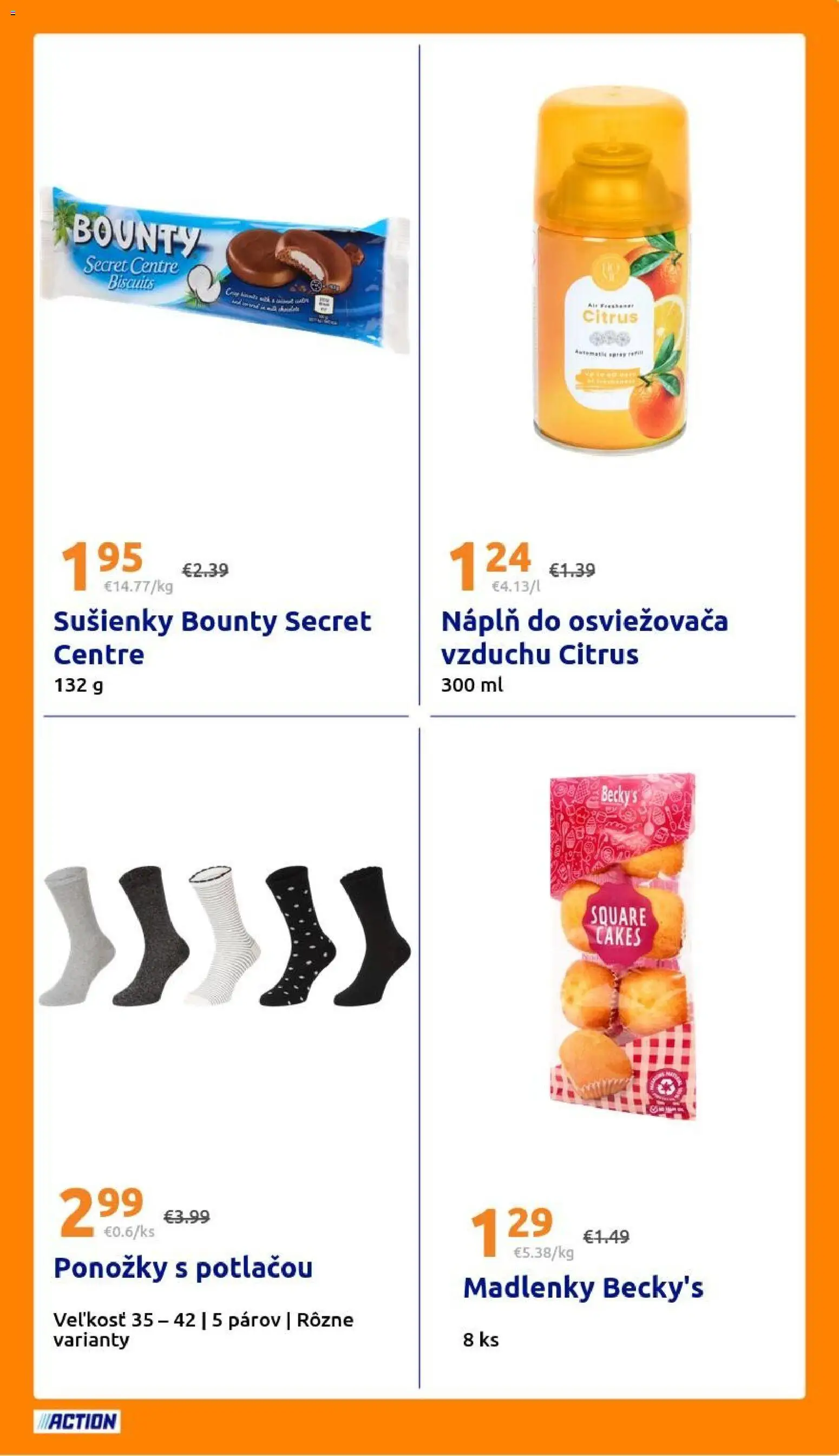 Nové Action akcie – leták je platný od 28.10.2026 | Strana: 25 | Produkty: Madlenky, Sušienky, Ponožky