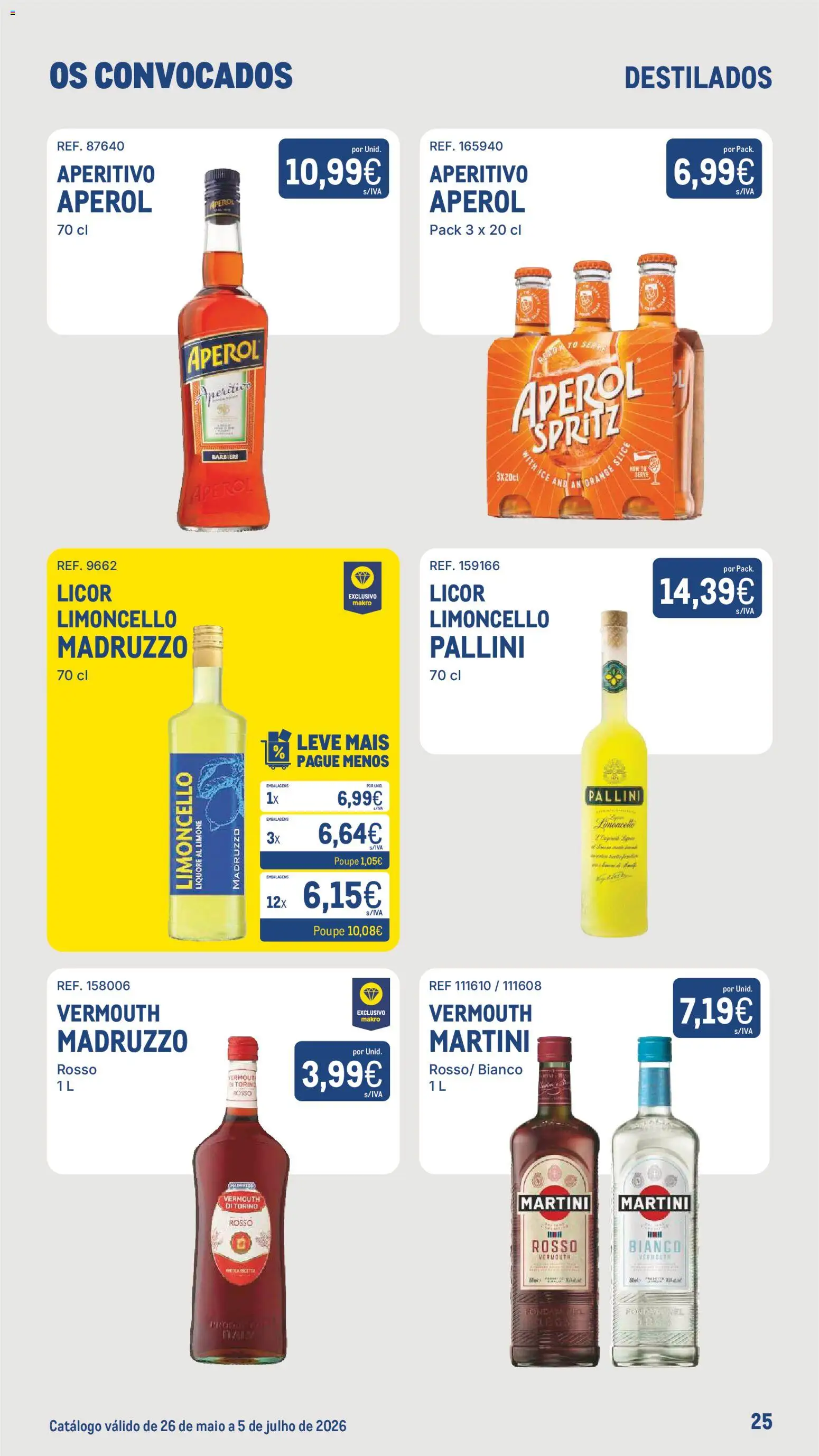 Makro Os Convocados │ válido de 26.05.2026 | Página: 25 | Produtos: Aperol, Limoncello, Licor