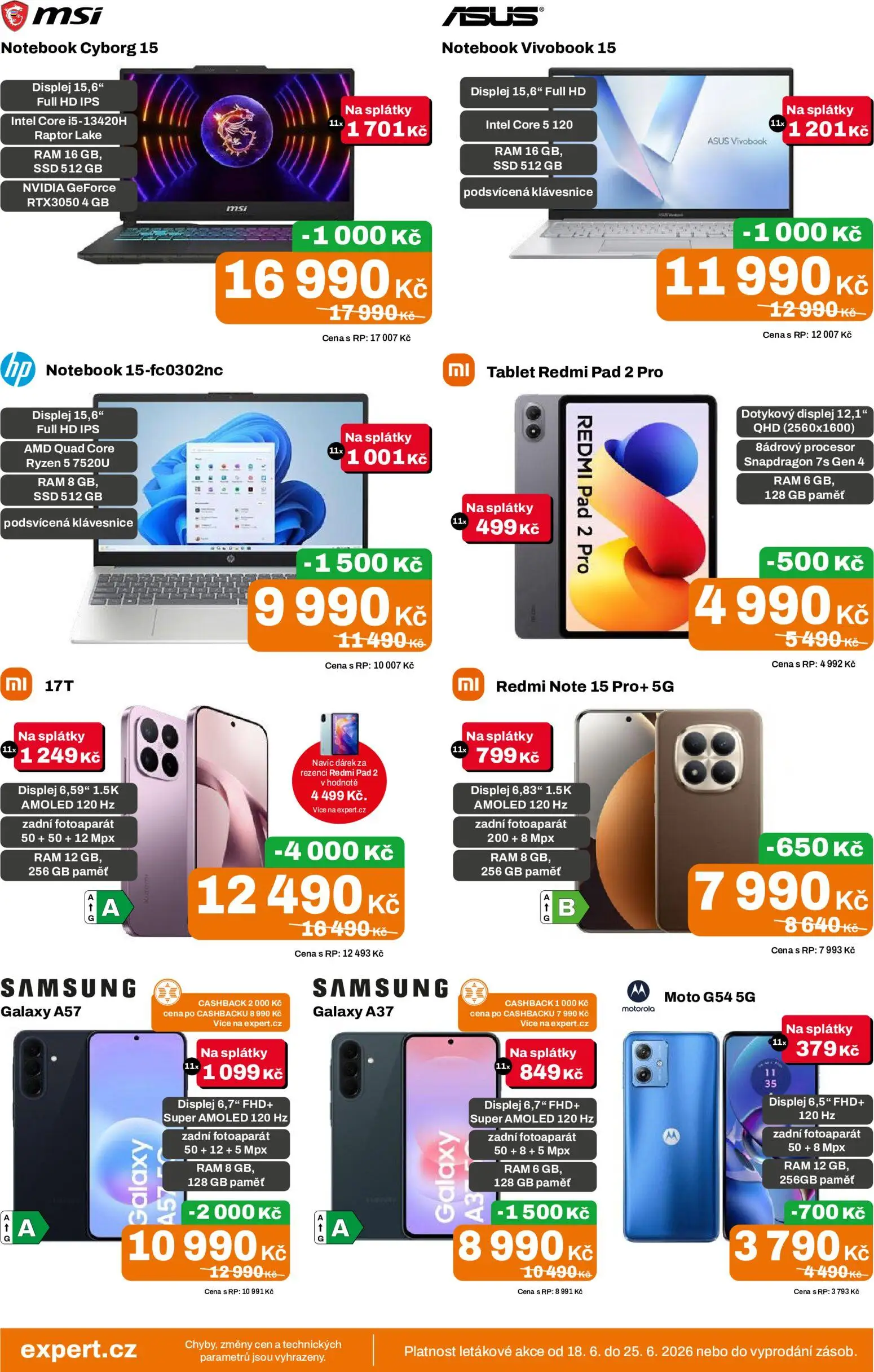 Expert elektro leták od 18.06.2026 | Strana: 3 | Produkty: Notebook, Tablet, Klávesnice, Fotoaparát