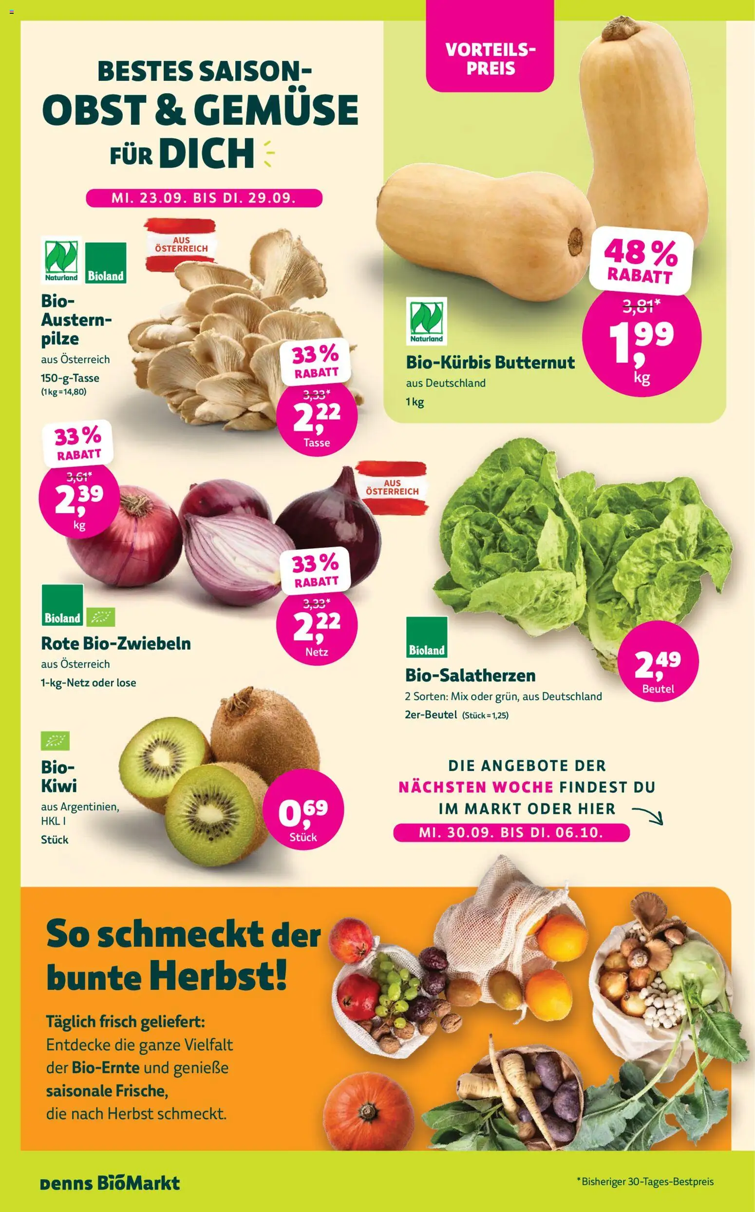 Denns BioMarkt Angebote gültig ab 23.09.2026 | Seite: 2 | Produkte: Kiwi, Gemüse, Obst