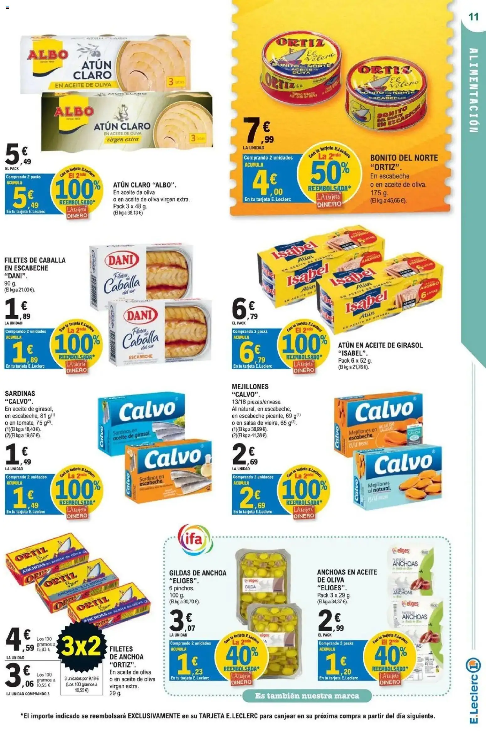 E.Leclerc Megames 2 07/10/2026 - 18/10/2026 | Página: 11 | Productos: Atún, Aceite, Aceite de oliva, Caballa