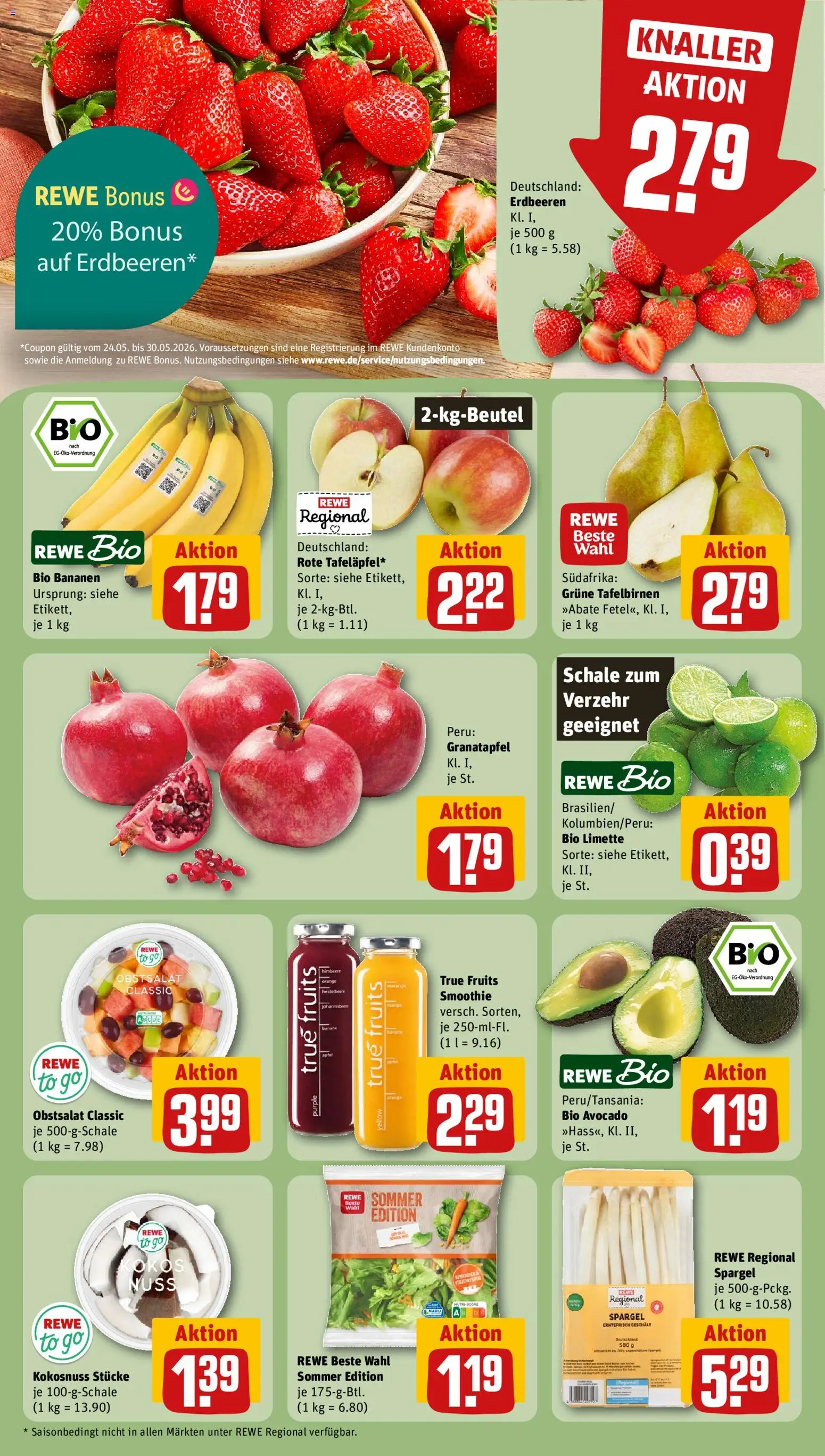 Rewe Prospekt – gültig ab 01.06.2026 | Seite: 6 | Produkte: Granatapfel, Äpfel, Limette, Erdbeeren